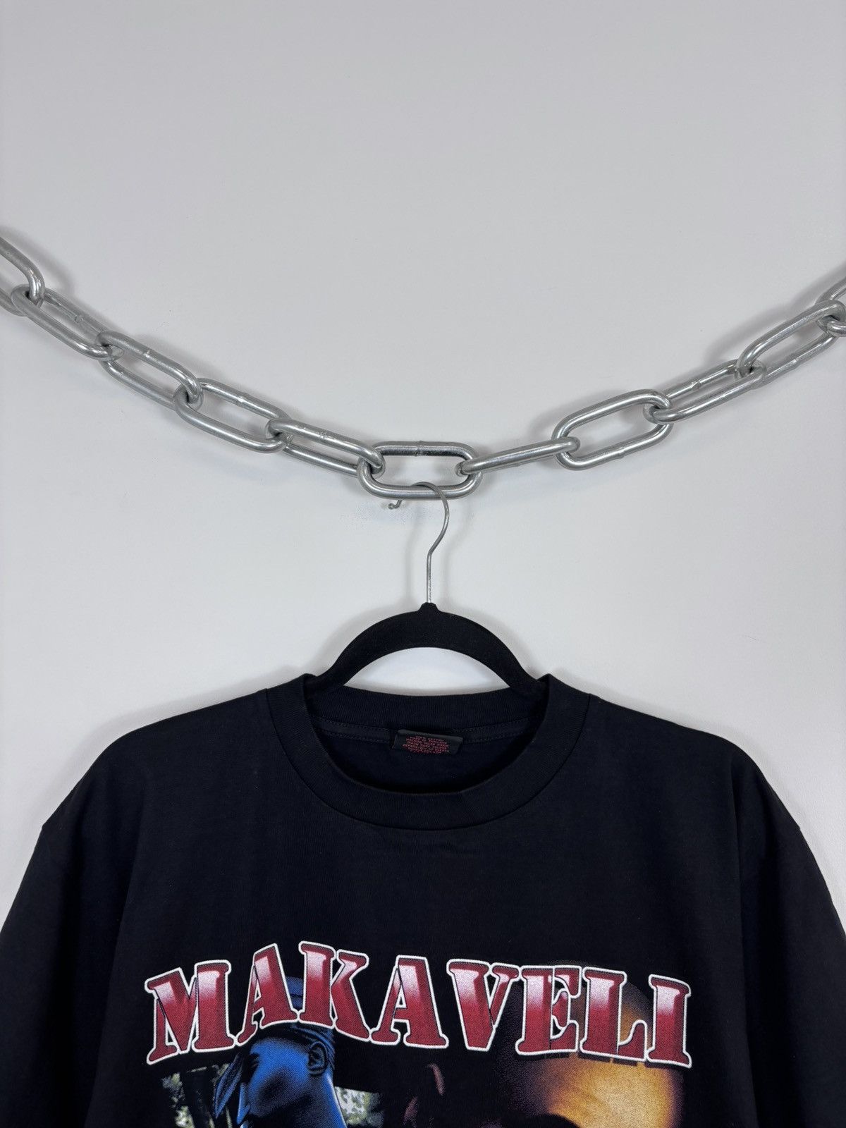 Rap Tees Vintage 2Pac Makaveli Against All Odds Rap Song Black Tee Size US L / EU 52-54 / 3 - 5 Thumbnail