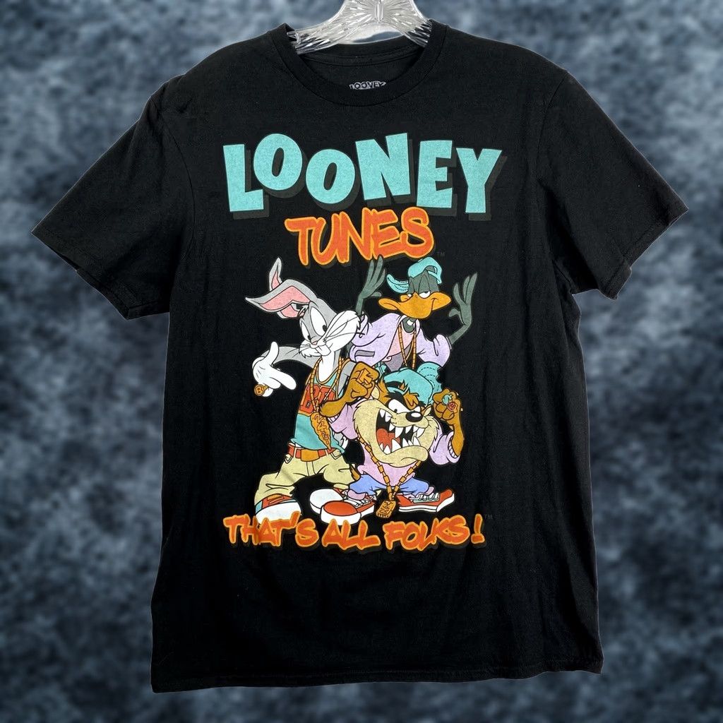Vintage Bugs Bunny Shirt Unisex Adult Medium Black Looney Tunes Crew Neck T-Shirt Cartoon Vintage No Size US M / EU 48-50 / 2 - 1 Thumbnail