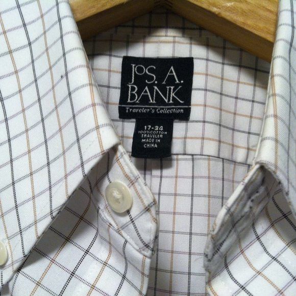 Jos. A. Bank JOS.A.BANK MENS WHITE 100%COTTON CASUAL SHIRT SIZE: 17/34 Size US XL / EU 56 / 4 - 6 Thumbnail
