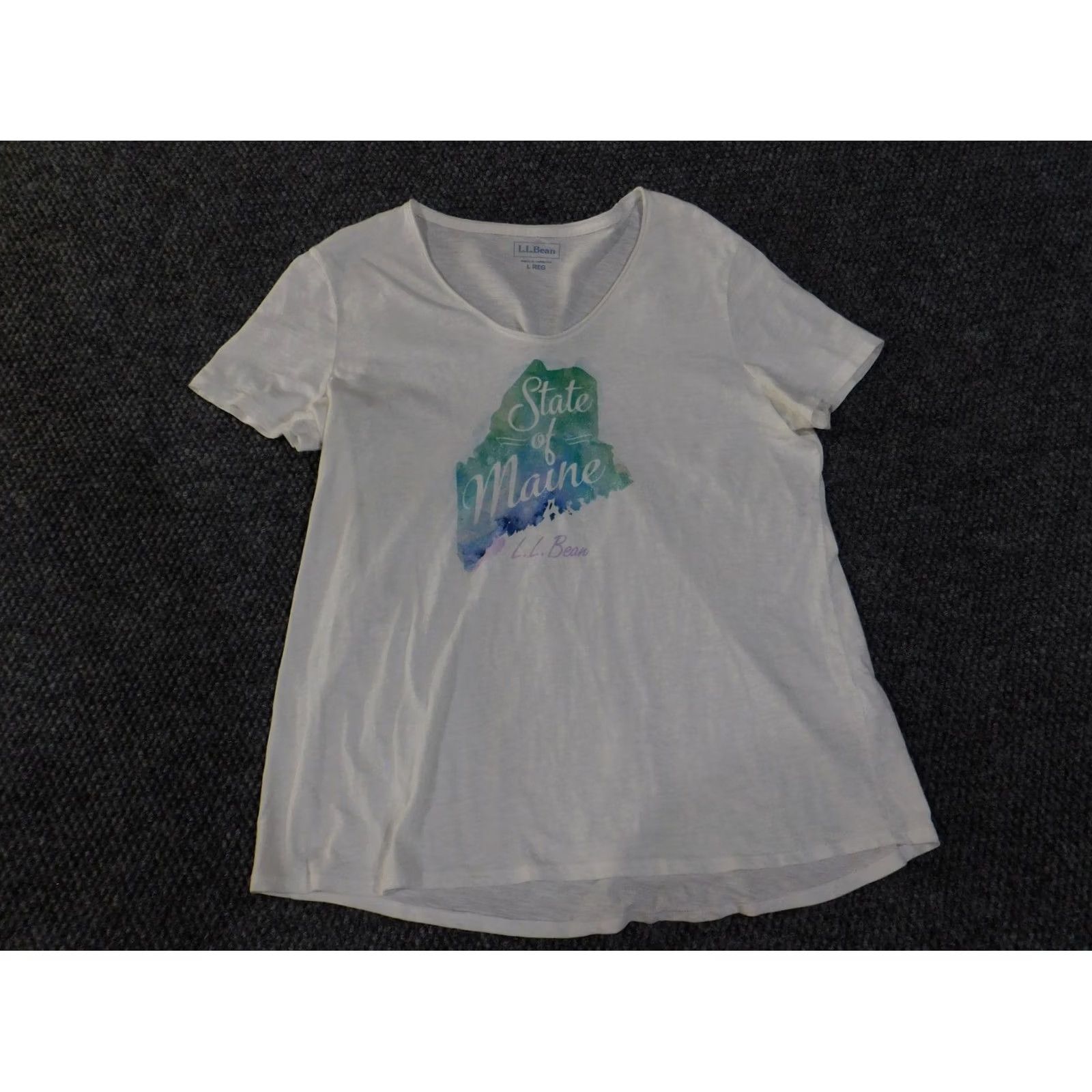 Vintage LL Bean shirt Womens Large White State of Maine graphic v-neck blouse Size L / US 10 / IT 46 - 3 Thumbnail