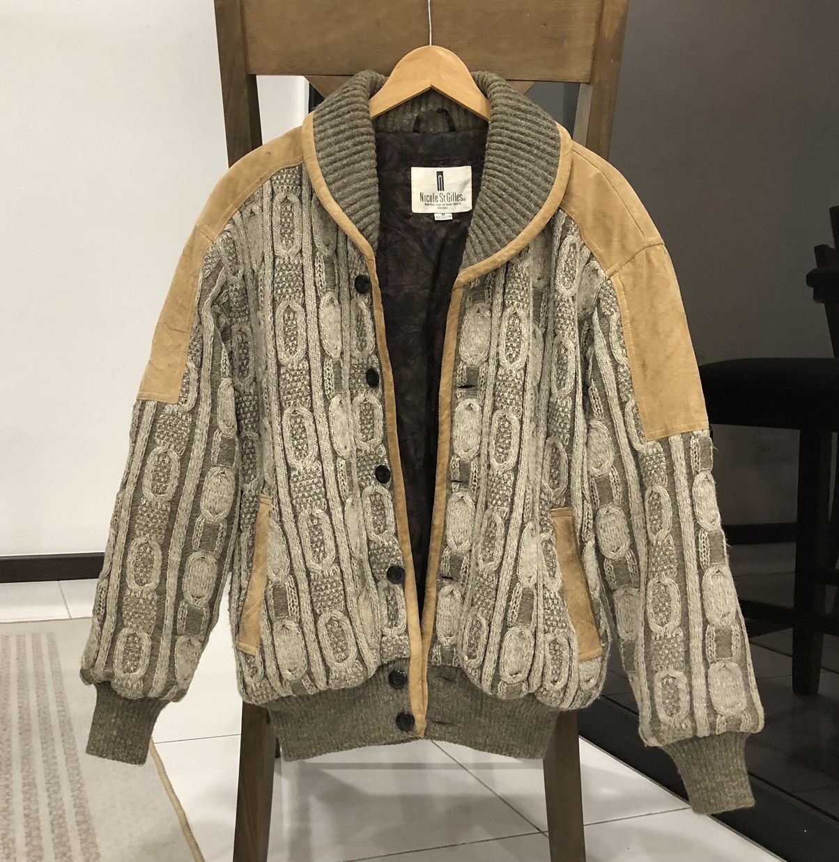 Vintage Vintage Nicole St Gilles Knitwear Mix Suede Leather Jacket Size US M / EU 48-50 / 2 - 1 Thumbnail