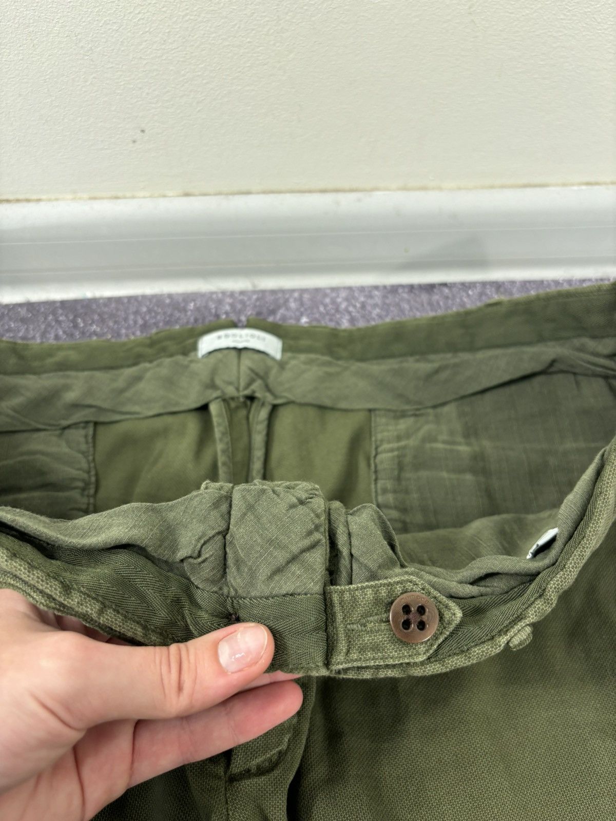 Boglioli Boglioli Olive Green Textured Cotton Blend Bermuda Shorts Size US 36 / EU 52 - 8 Thumbnail