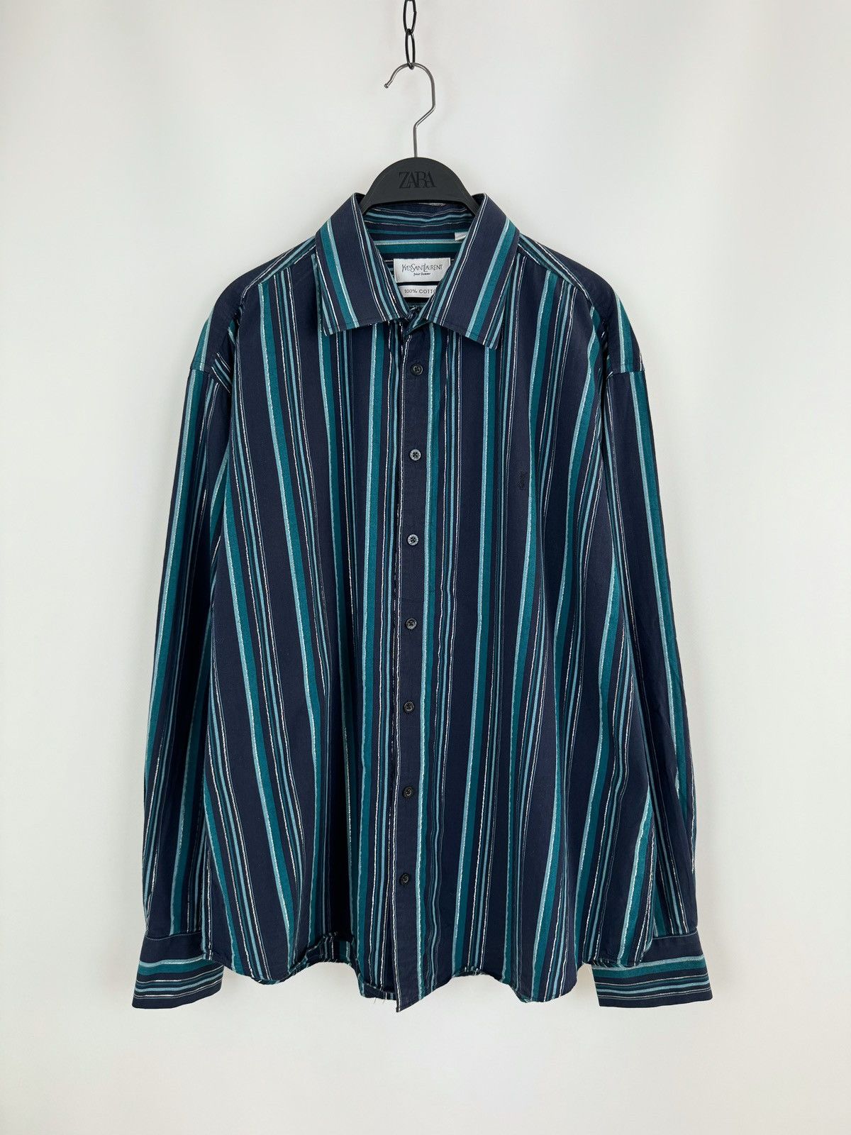 Vintage × Yves Saint Laurent 1990’s Vintage Yves Saint Laurent Striped L/S Shirt Size US XL / EU 56 / 4 - 1 Thumbnail