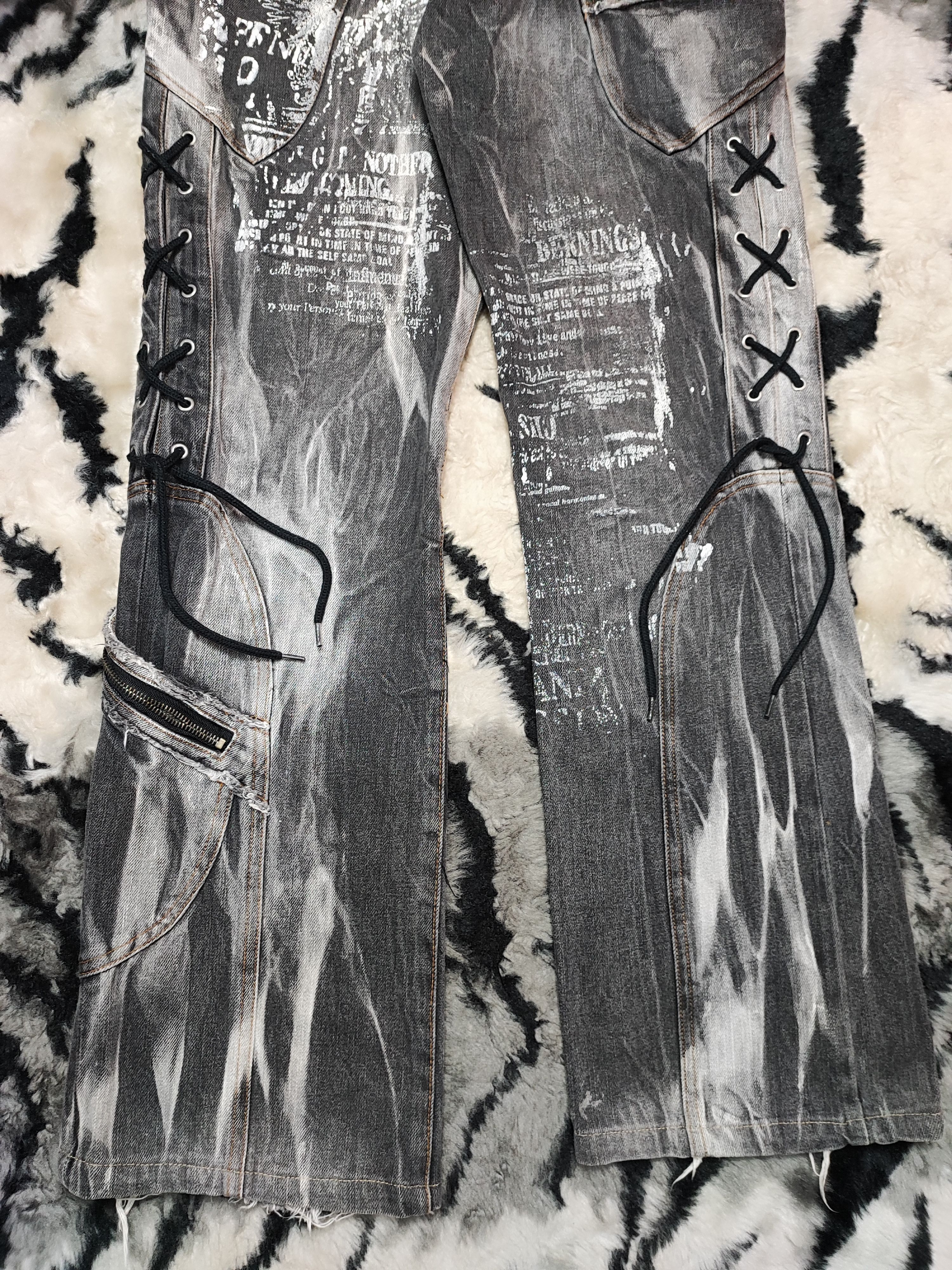 Undercover Berning Sho Bondage Punk Laced Denim Flares Size US 30 / EU 46 - 3 Thumbnail