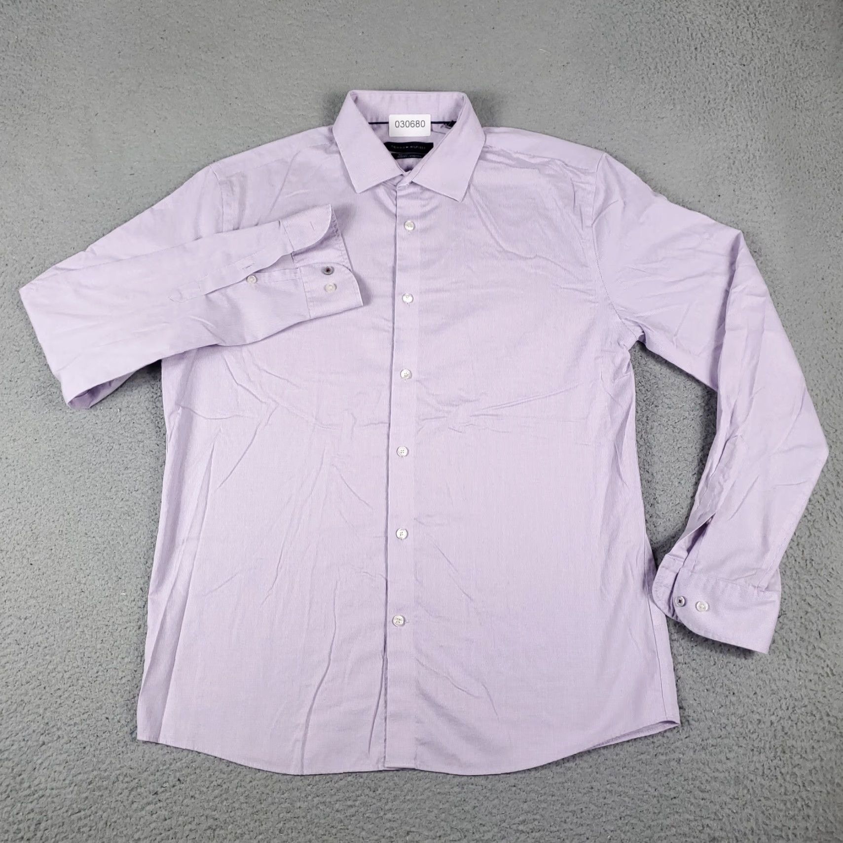 Tommy Hilfiger VINTAGE Tommy Hilfiger Shirt Mens 16 Purple Dress Shirt Long Sleeve Button Up Collared 100% Cotton Regular 16in Purple Mens Size 42R - 2 Thumbnail