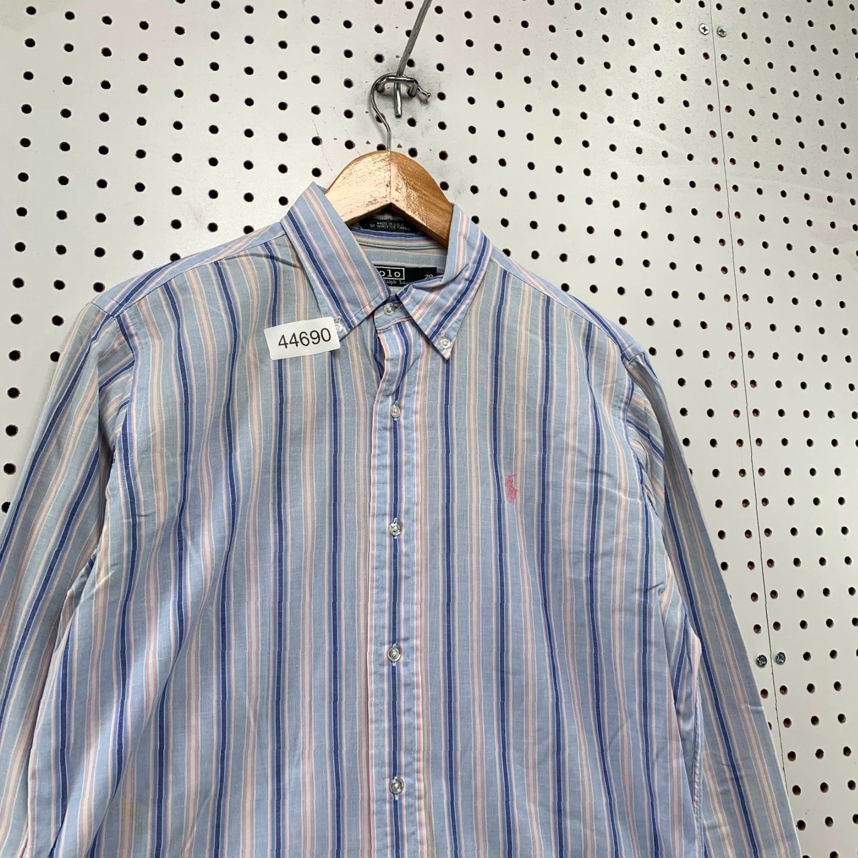 Polo Ralph Lauren VINTAGE Polo Ralph Lauren Button Shirt Men 20 Fits Medium Blue Stripped Made USA Size US M / EU 48-50 / 2 - 3 Thumbnail