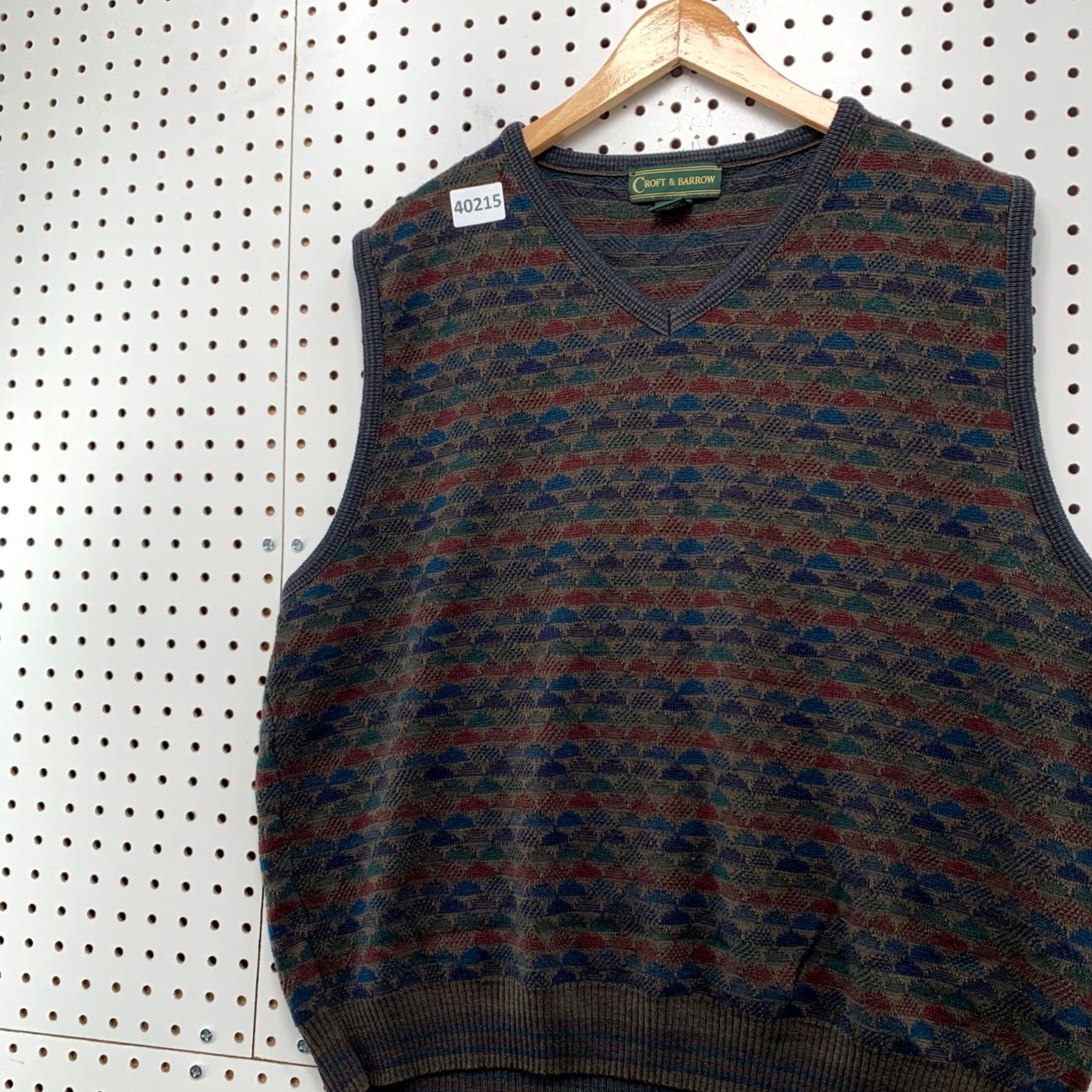 Croft & Barrow Vintage Croft Barrow Sweater Vest XL Brown Wool Geometric Knit Italy Mens Size US XL / EU 56 / 4 - 5 Thumbnail