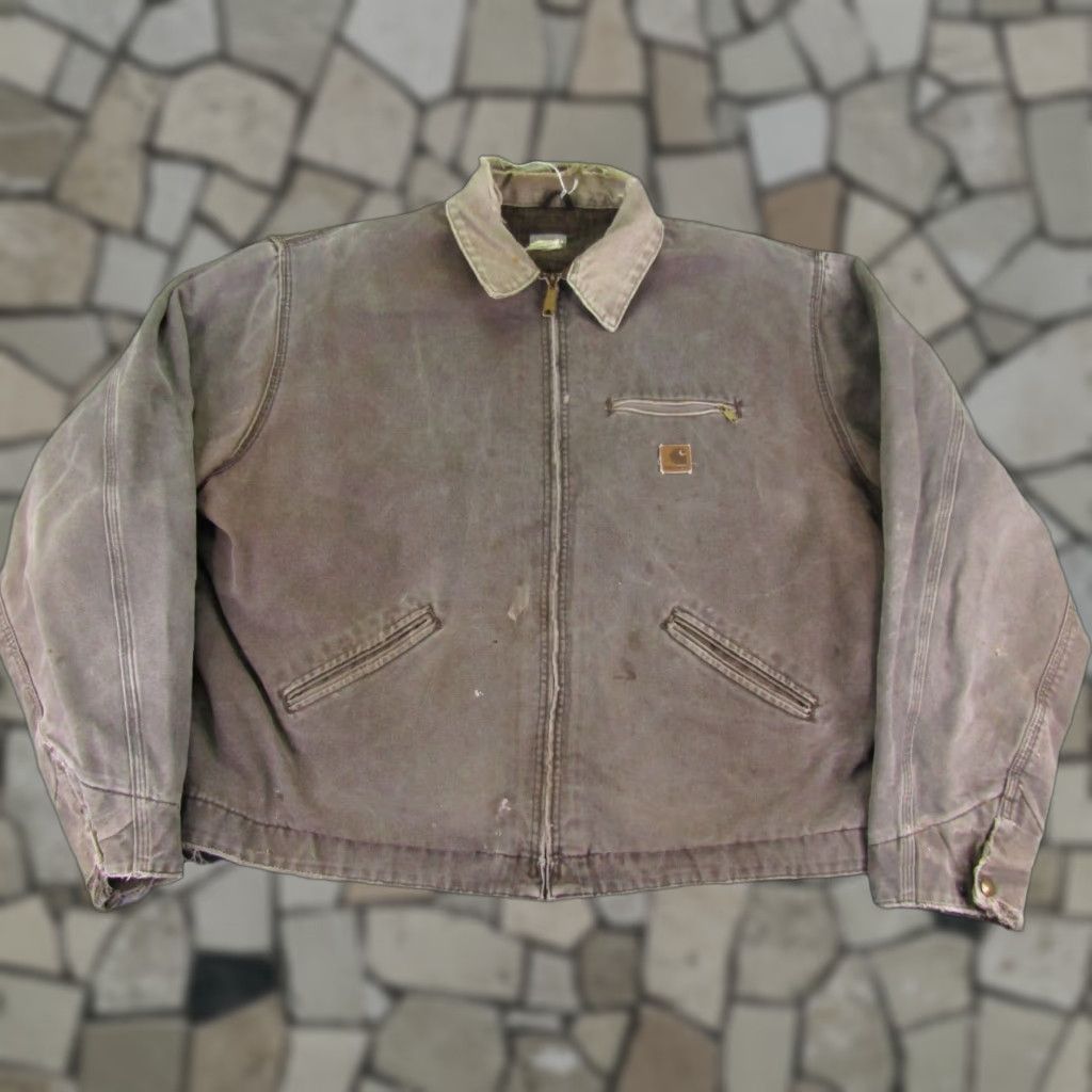 Carhartt VINTAGE Carhartt Jacket 2XLT Brown J97 Chore Coat Mid-Length Zip Lined Workwear Men Size US XXL / EU 58 / 5 - 1 Thumbnail