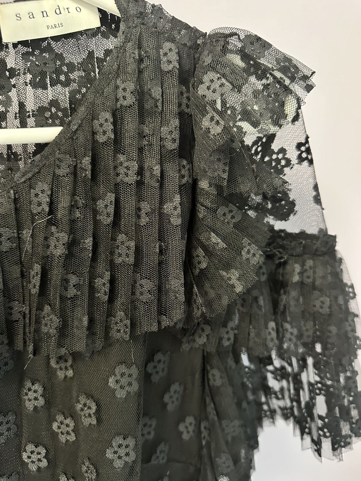 Designer × Sandro Sandro Floral-lace tiered dress Black Size XS / US 0-2 / IT 36-38 - 9 Thumbnail