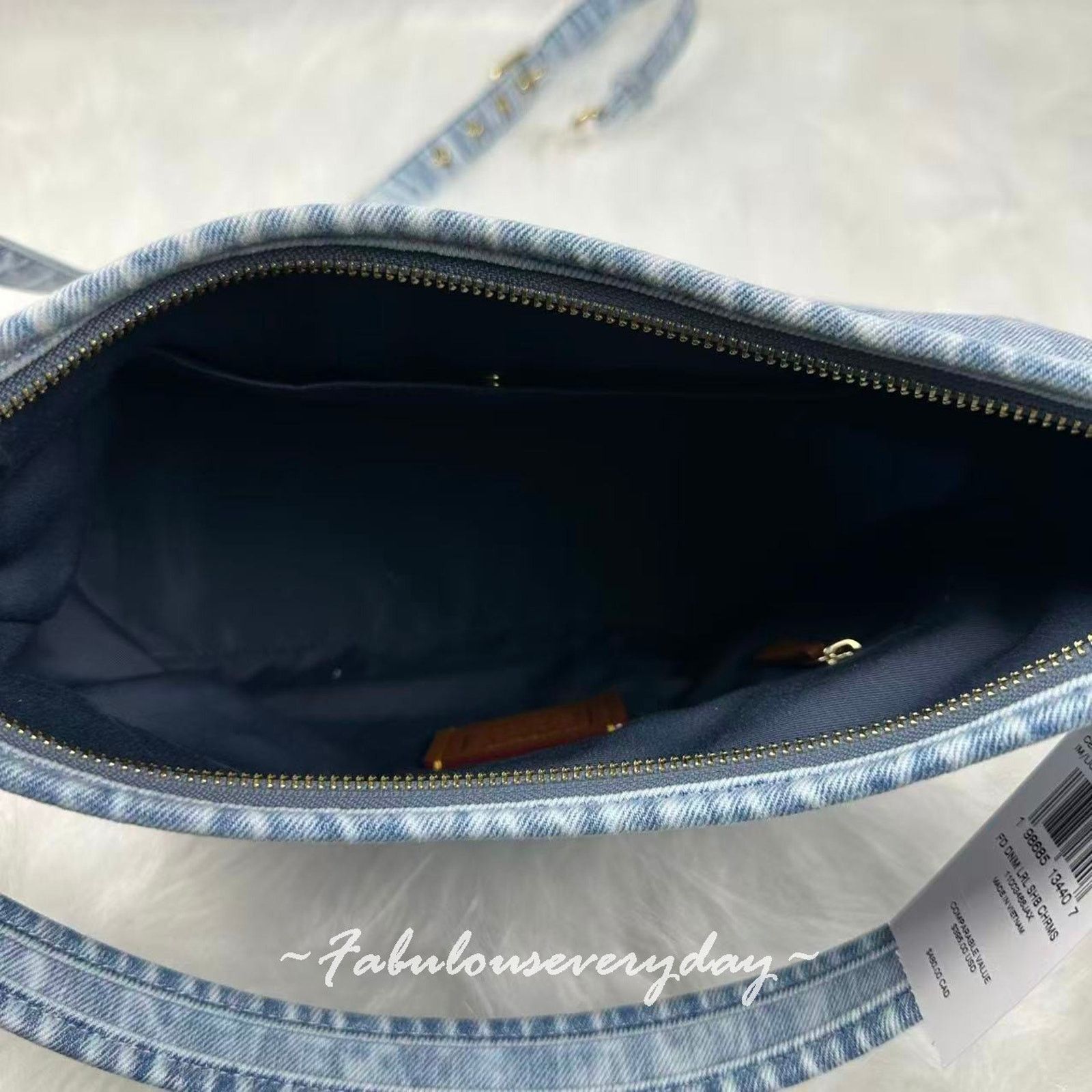 Coach Coach Laurel Shoulder Xbody Loved Denim Charms Light Indigo Size ONE SIZE - 8 Thumbnail