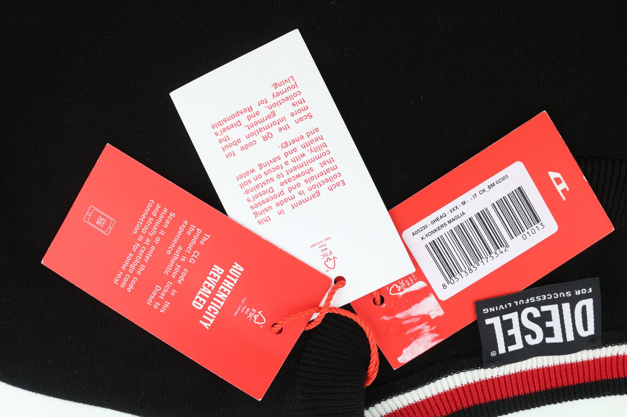 Diesel K-YONKERS M Black Crew Neck Tight-Knit Logo 40389 Size US M / EU 48-50 / 2 - 6 Thumbnail