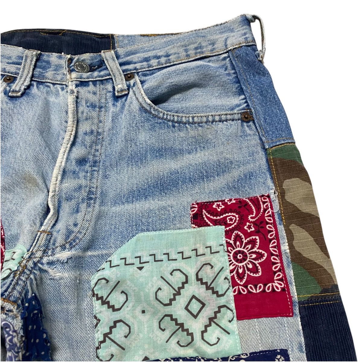 Levi's Vintage Levis 501 Redline Denim Patchwork Jeans Size US 33 - 4 Thumbnail