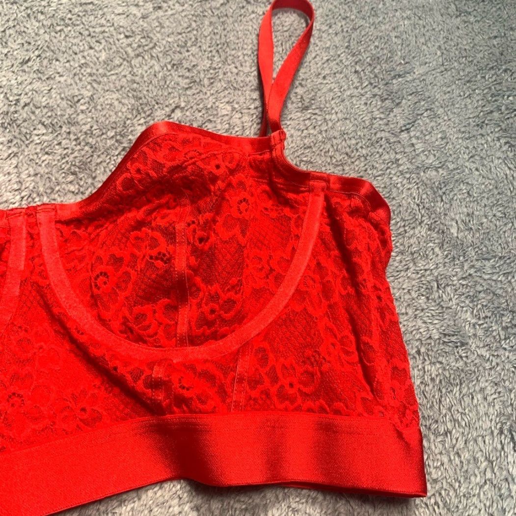 Vintage Parade Bralette Bra Red L Parade Red Underwire Lace Large Women Bralette L Red Size ONE SIZE - 3 Thumbnail