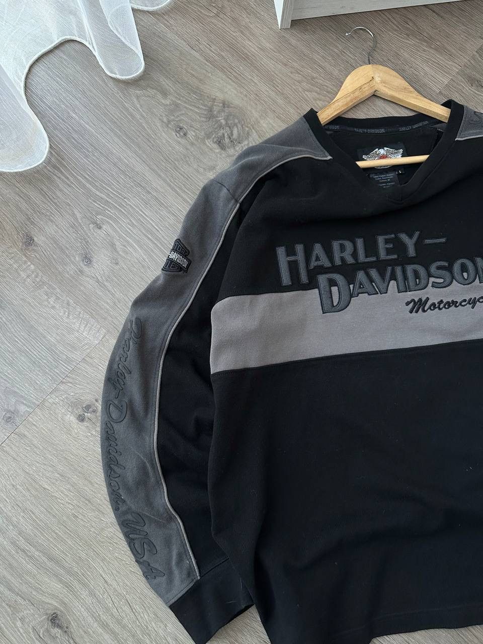 Harley Davidson × Vintage Vintage Moto Harley Davidson Motorcycle Black Sweatshirt Size US L / EU 52-54 / 3 - 4 Thumbnail