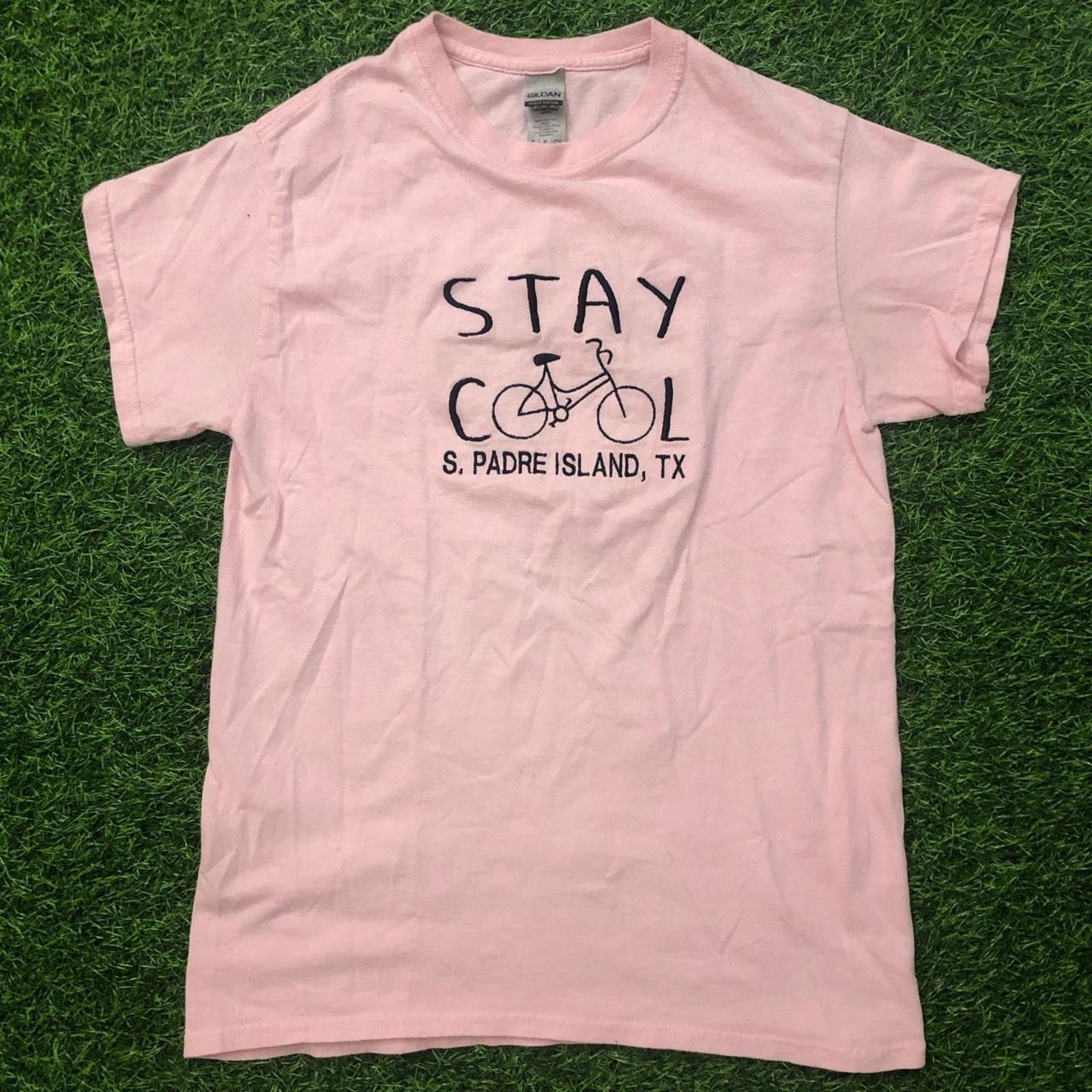 Gildan Pink ‘Stay Cool’ South Padre Island, TX Embroidered Tee Size US S / EU 44-46 / 1 - 1 Thumbnail