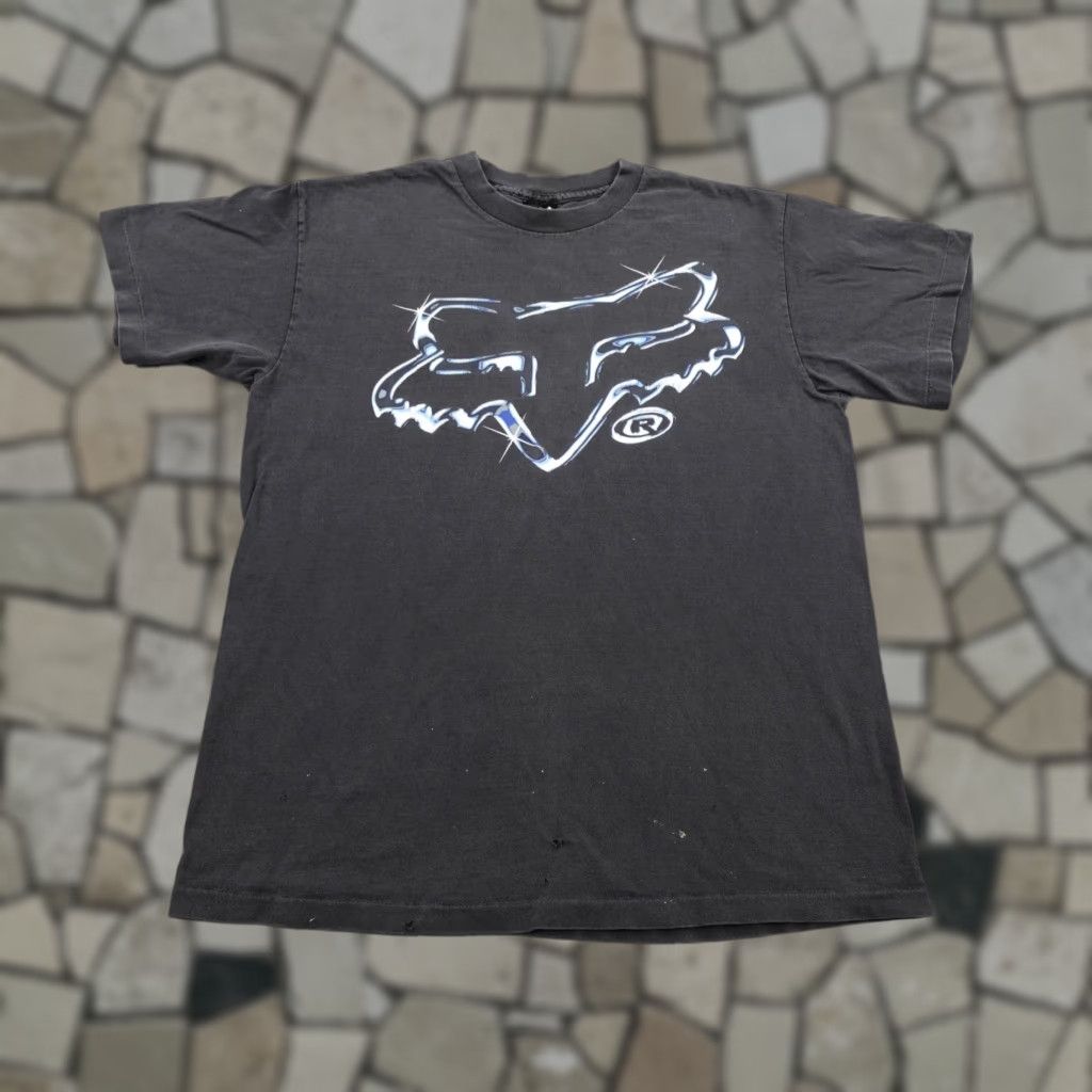 Fox Racing VINTAGE Fox Racing Shirt Large Black Chrome Head Logo Motocross 90s Mens Size US L / EU 52-54 / 3 - 1 Thumbnail