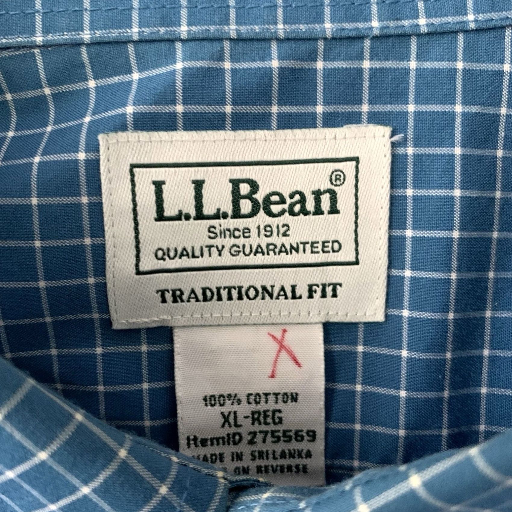 Vintage L.L. Bean Mens XL Blue Check Button-Up Shirt Wrinkle Free Traditional Fit Casual Size US XL / EU 56 / 4 - 2 Thumbnail