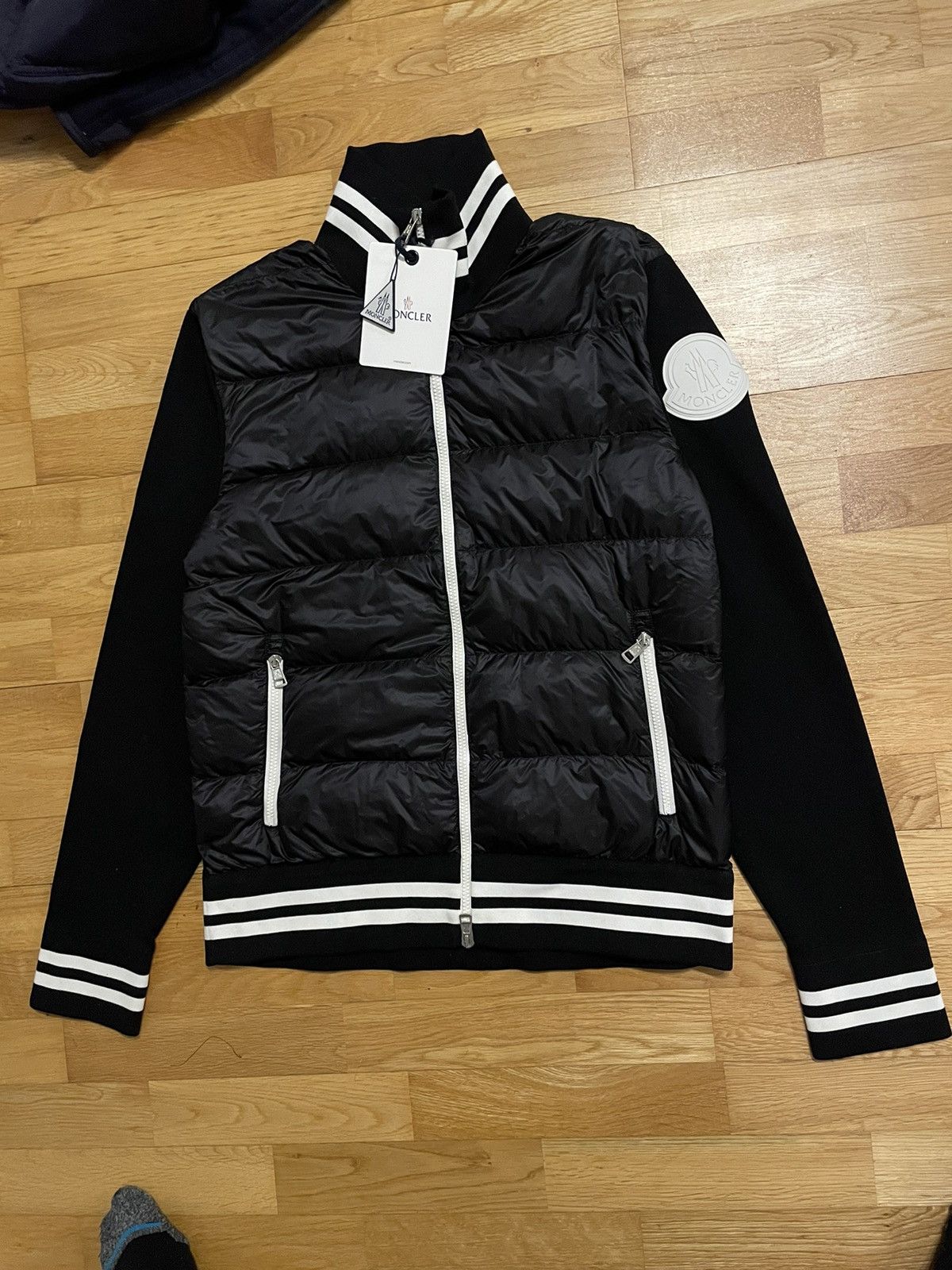 image of Moncler Down Cardigan in Black, Men's (Size Medium)