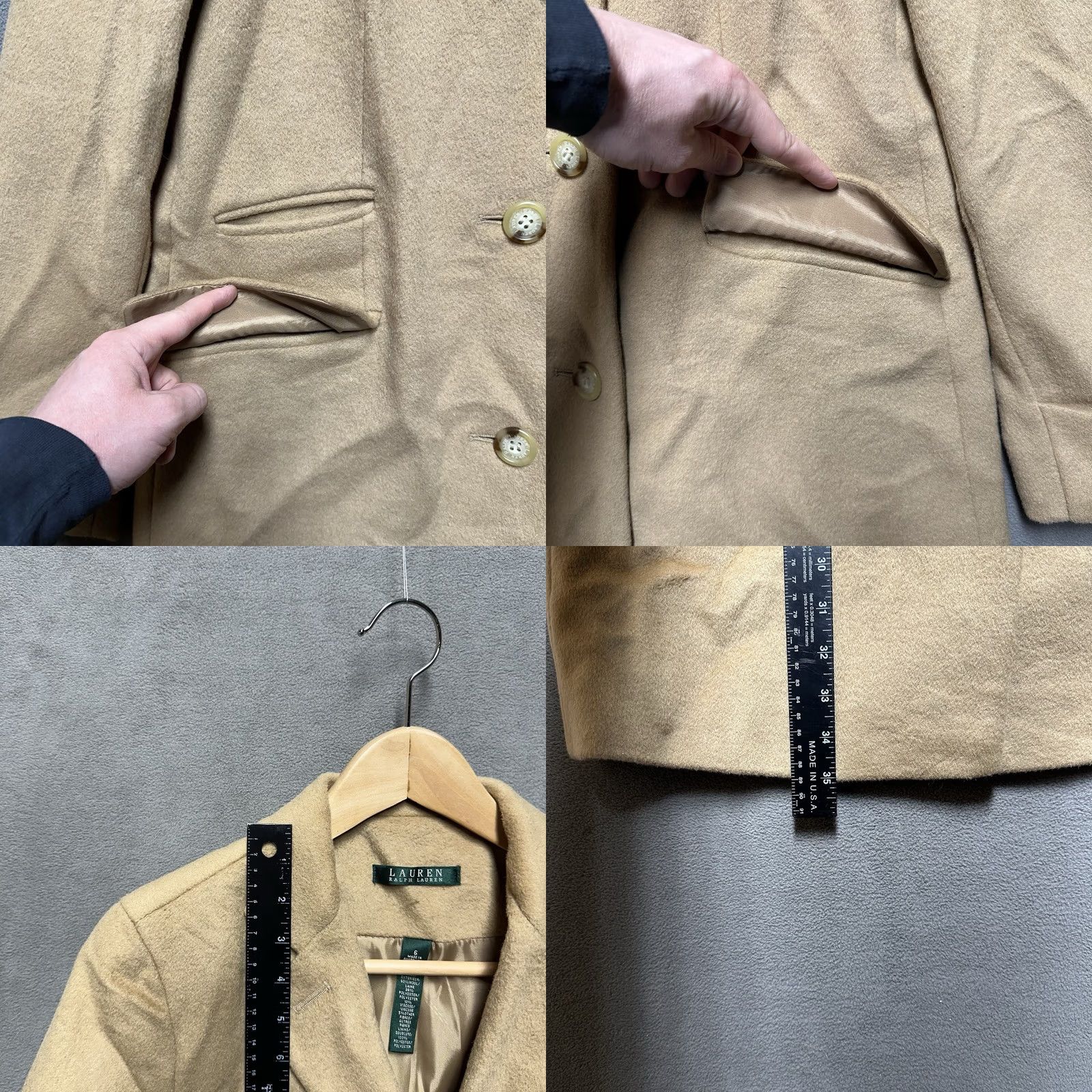 Ralph Lauren Lauren Ralph Lauren Pea Coat Womens 6 Tan Beige Wool Blend Long Overcoat EUC Jacket/Coat Size M / US 6-8 / IT 42-44 - 8 Thumbnail