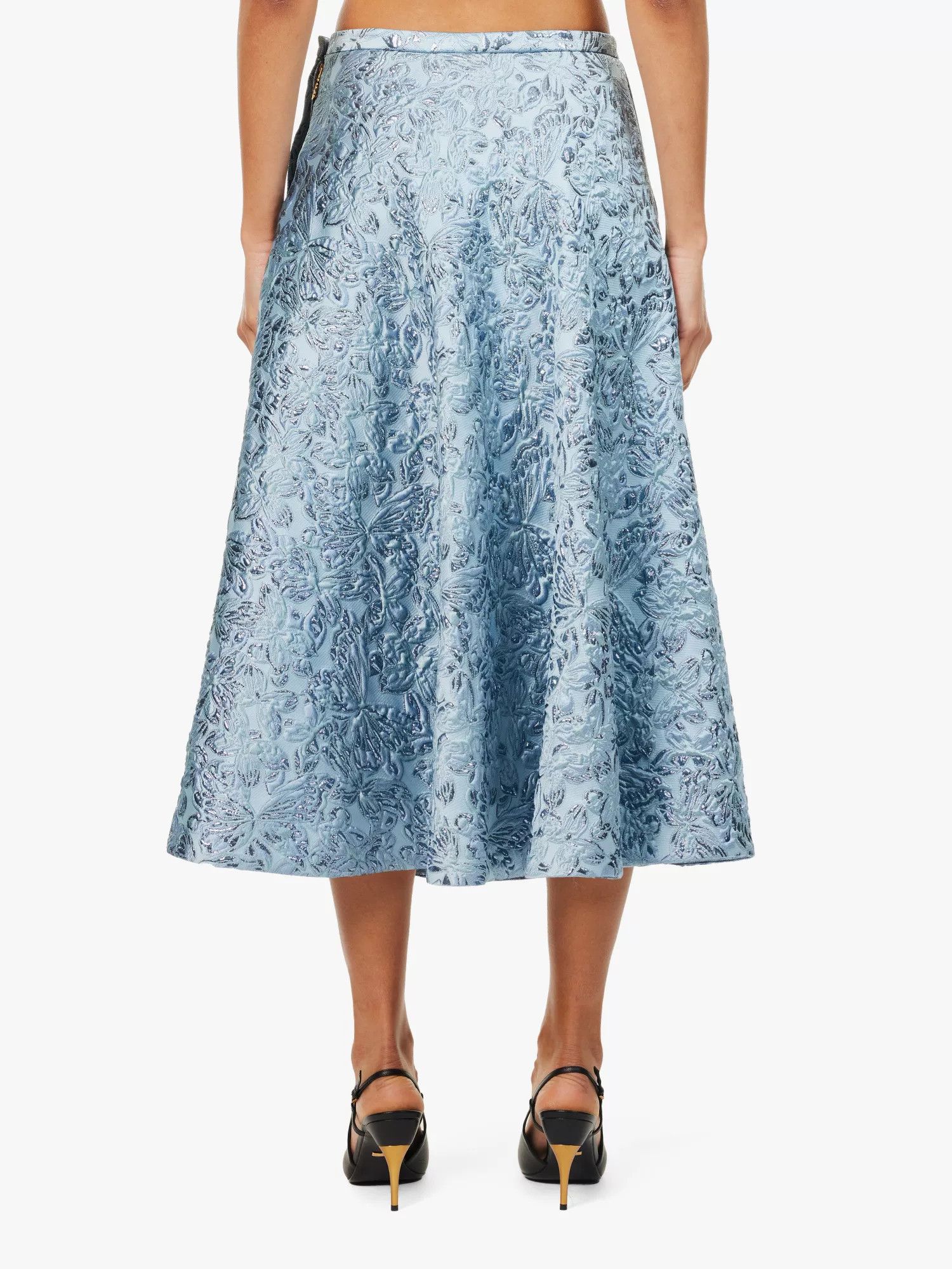 Gucci o1la5ras0526 Lamé Butterflies Brocade Skirt in Blue Size 27" / US 4 / IT 40 - 4 Thumbnail