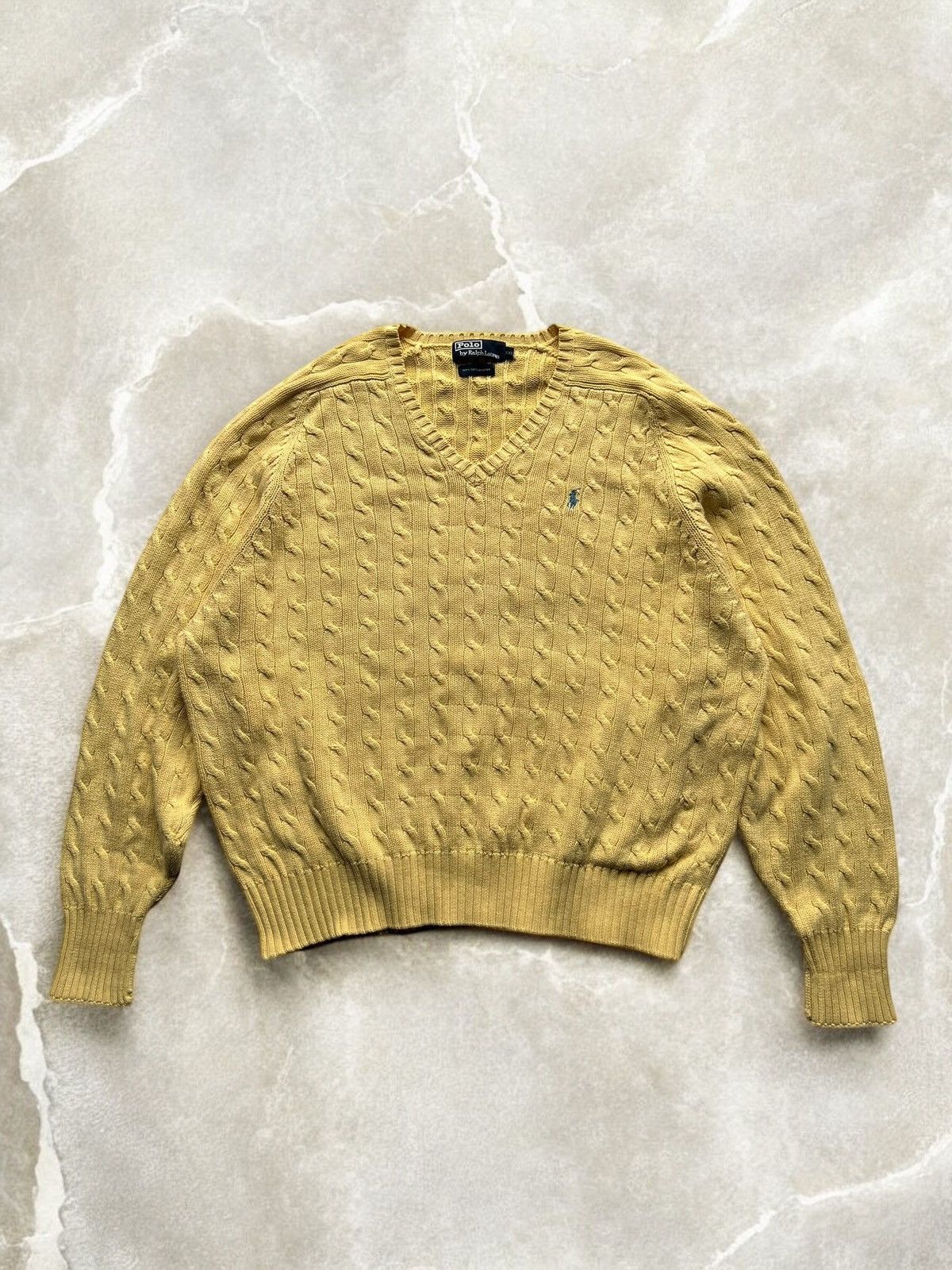 Polo Ralph Lauren × Vintage Polo RALPH LAUREN Yellow NEON Heavy KNIT Sweater sweatshirt Size US XL / EU 56 / 4 - 1 Thumbnail