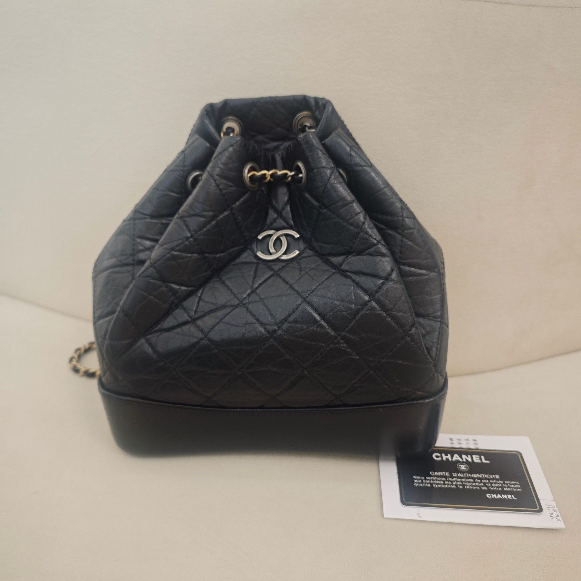 Chanel Chanel Black Backpack Gold-Silver Chain Small Size ONE SIZE - 1 Thumbnail