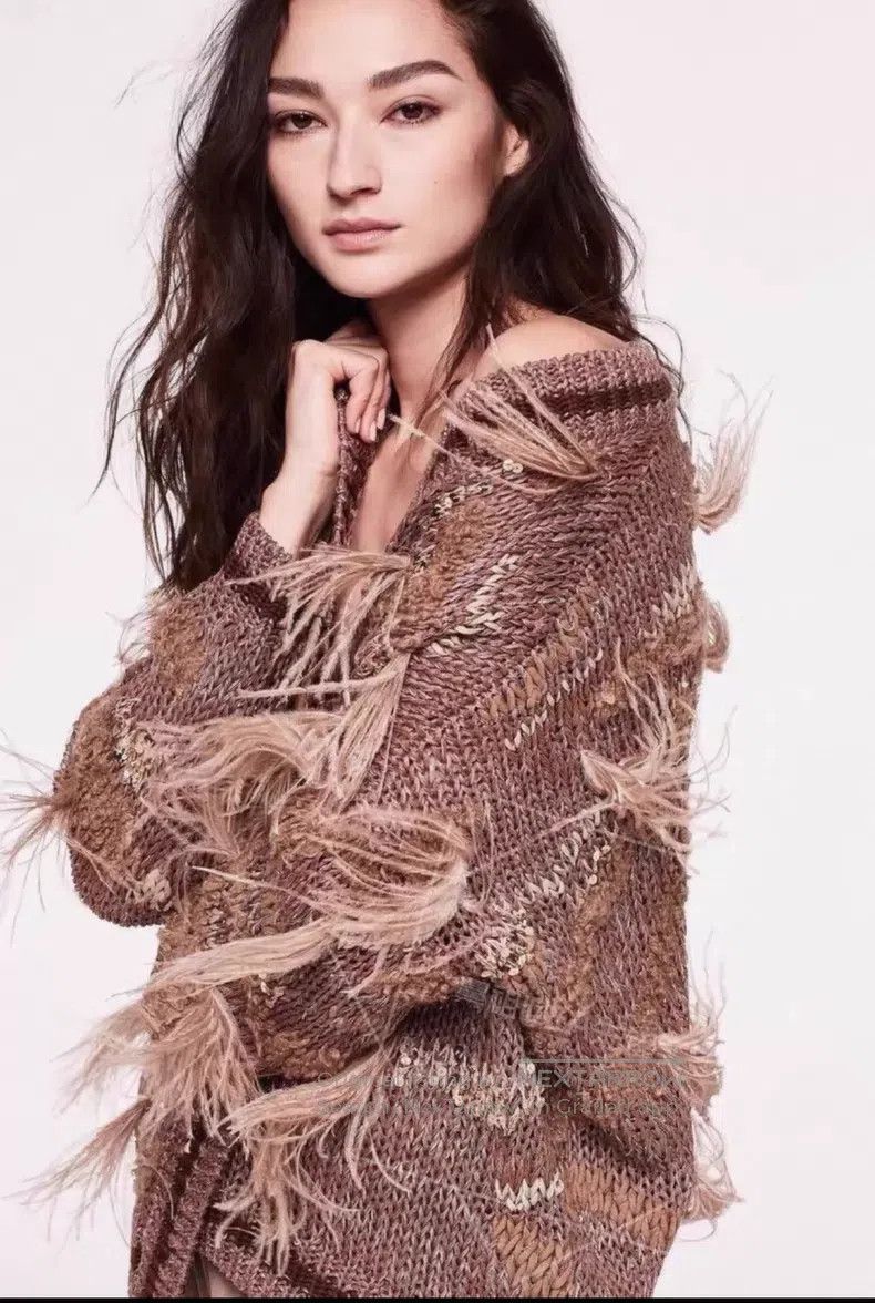 Brunello Cucinelli Brunello Cucinelli Feather and Sequin Knit Cardigan, Heavy Size L / US 10 / IT 46 - 2 Thumbnail