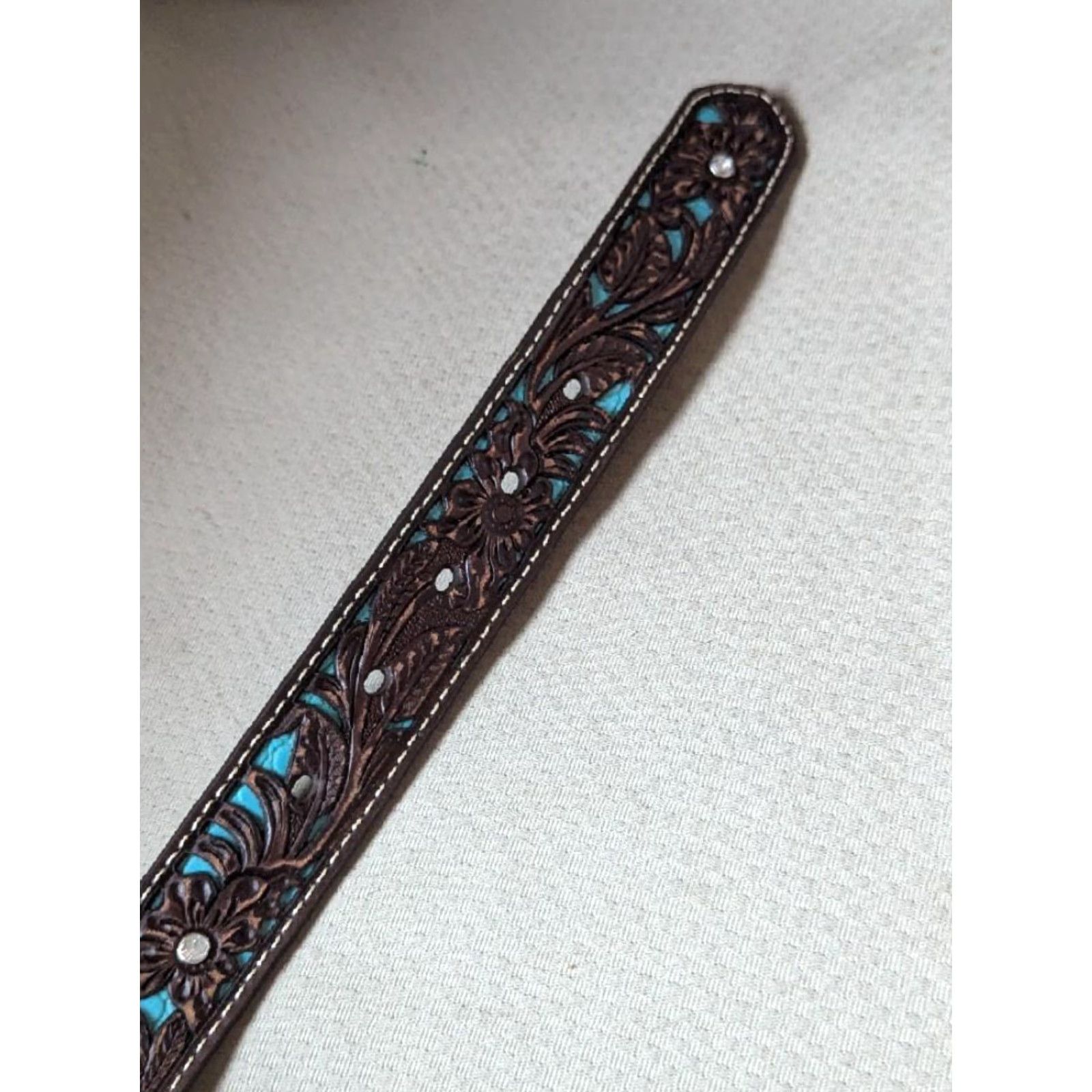 Ariat VINTAGE Ariat belt WESTERN belt Buckle Floral leather size 20 brown Size ONE SIZE - 4 Thumbnail