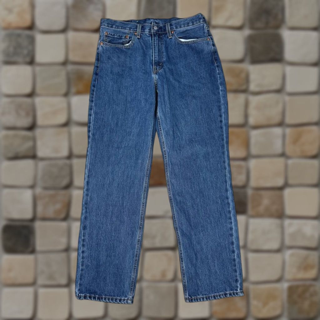 Levi's Levi's 550 Jeans Mens 34 Blue Denim Cotton Stretch Relaxed Fit Straight Leg 32x31 Size US 34 / EU 50 - 1 Thumbnail