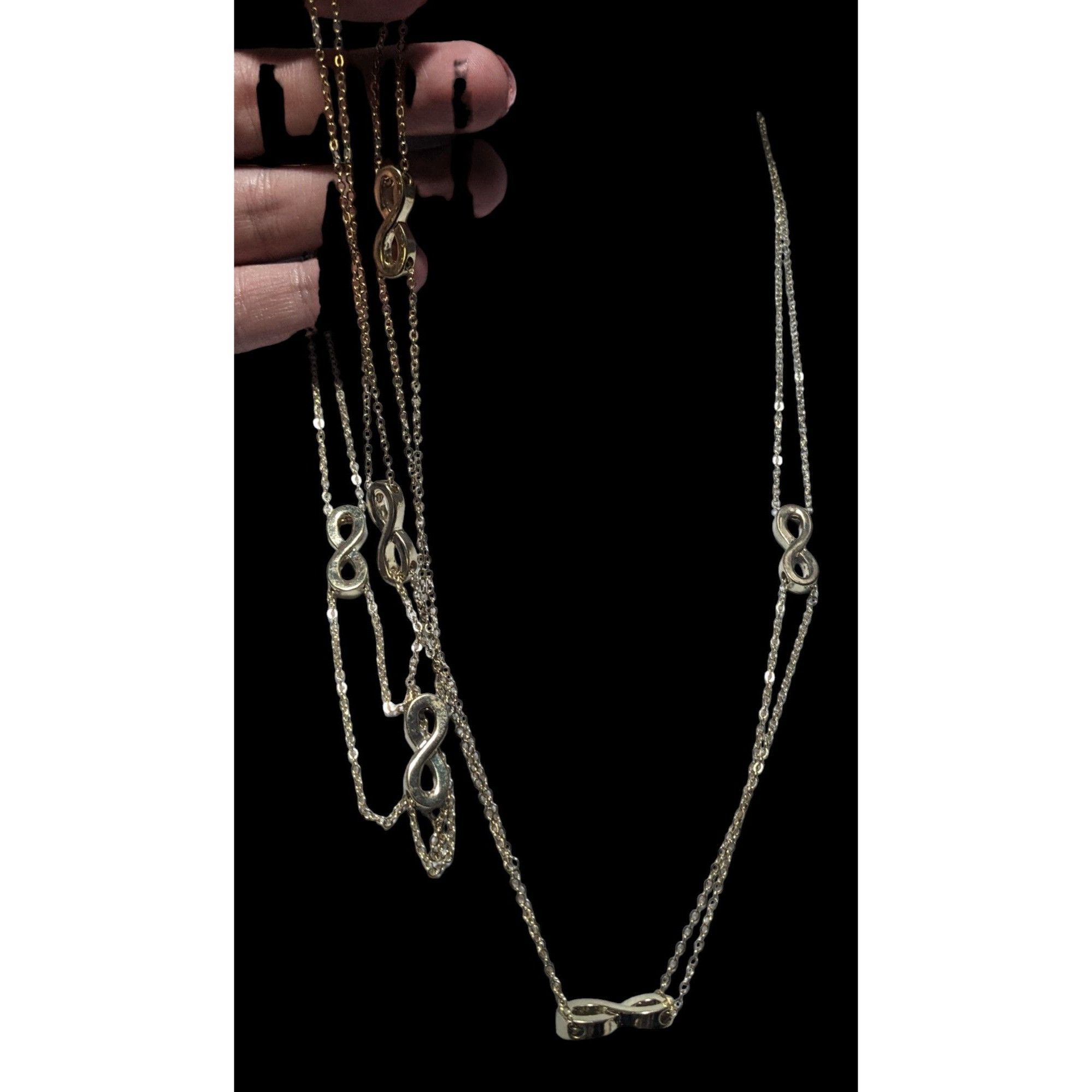 Other Gold Multi-Strand Long Necklace With Infinity Symbol Accents Size ONE SIZE - 3 Thumbnail