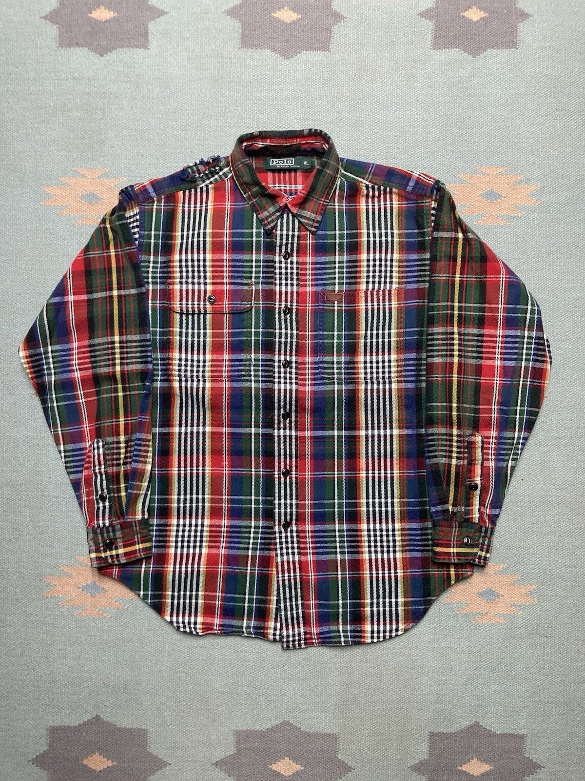 Polo Ralph Lauren × Vintage Polo Ralph Lauren flannel shirt woven cotton thick plaid XL Size US XL / EU 56 / 4 - 1 Thumbnail