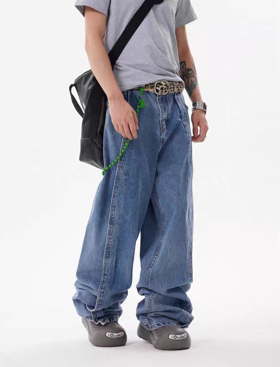 Japanese Brand × Jean Vintage cut patchwork silhouette scimitar baggy jeans Size US 32 / EU 48 - 3 Thumbnail