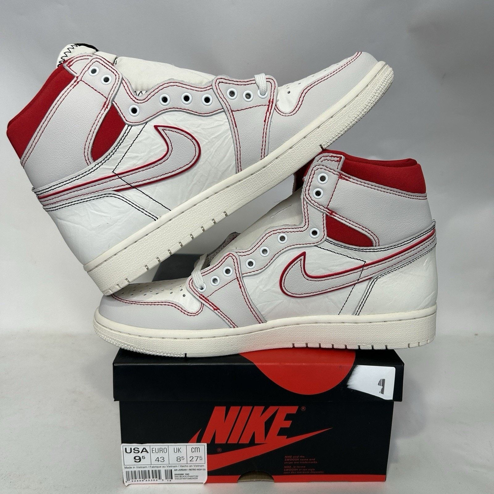 Jordan Brand Nike Air Jordan 1 Retro High OG “Phantom Gym Red” Size US 9.5 / EU 42-43 - 3 Thumbnail