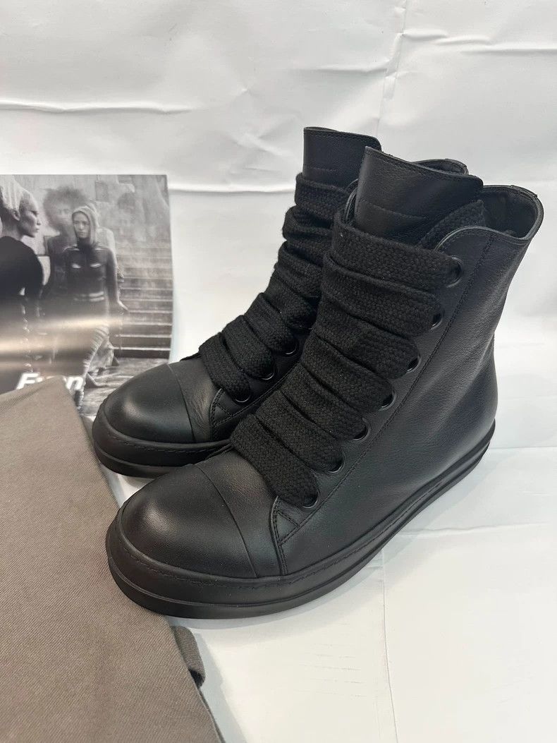 Rick Owens Black High-Top Sneakers with Thick Laces-dmc