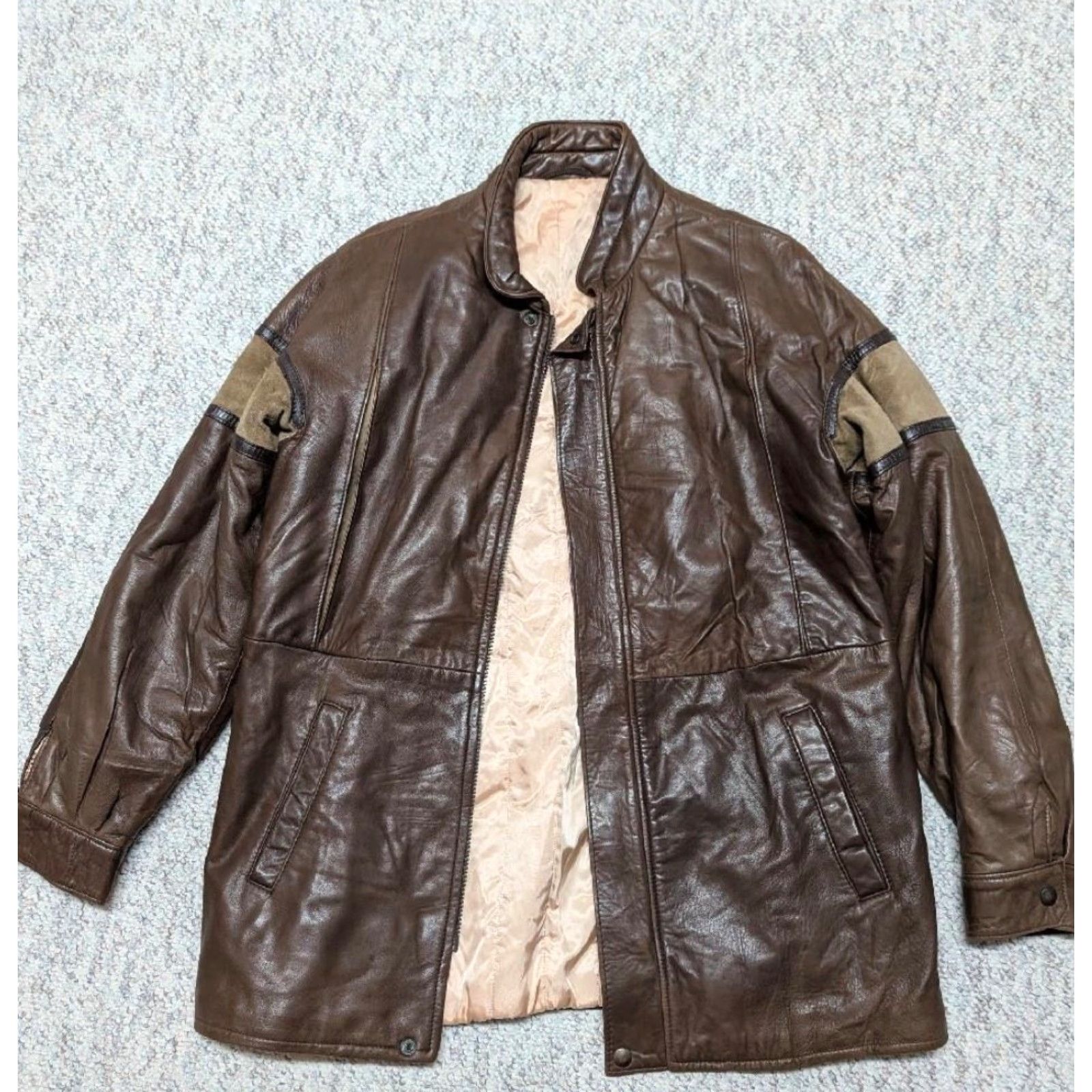 Vintage VINTAGE CUSTOM MOTORCYCLE leather JACKET Men S Brown Striped Lambskin Suede 38 Chest Zip Made in Canada Mens Jacket Size US S / EU 44-46 / 1 - 6 Thumbnail
