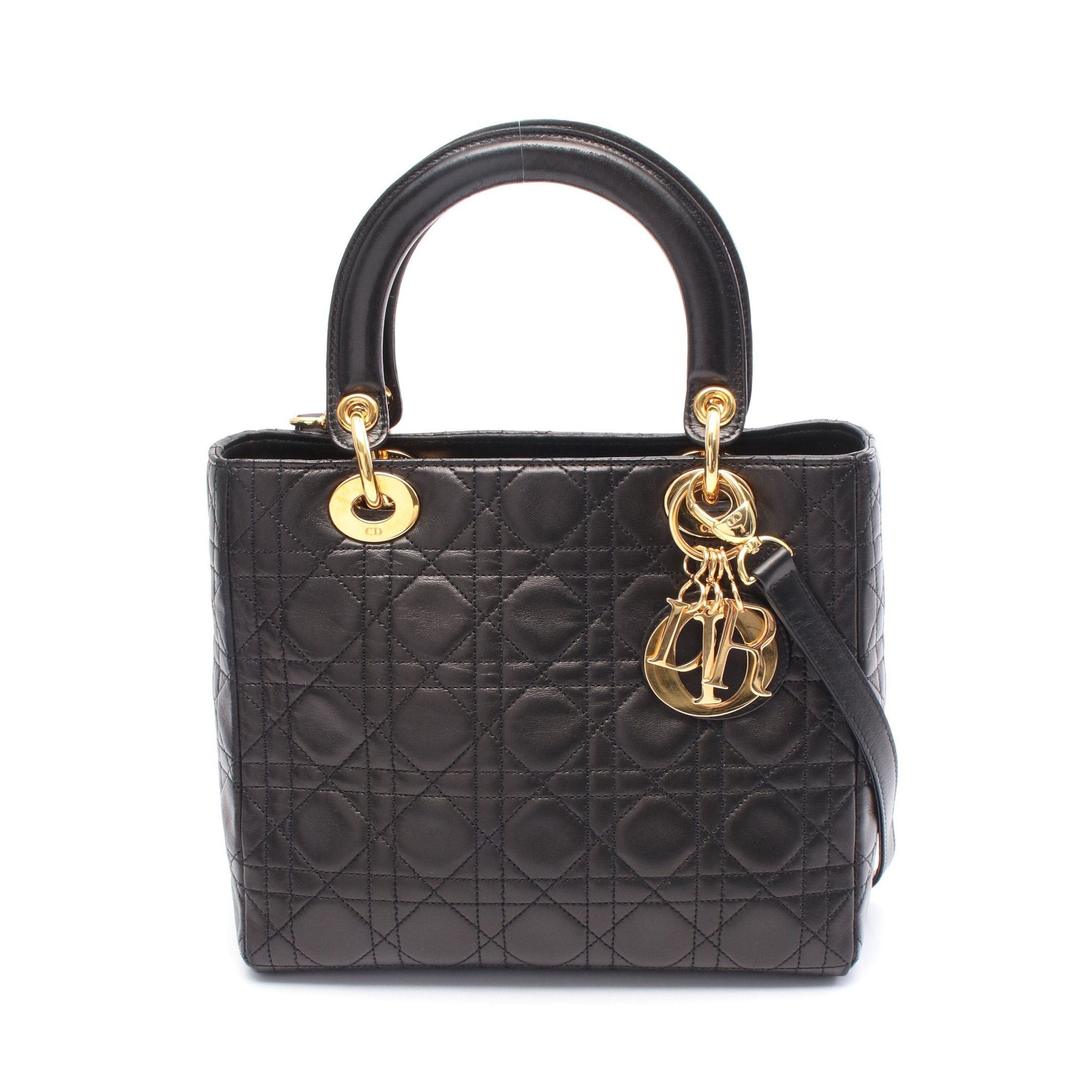 Dior Dior Lady Dior Handbag Leather Black Size ONE SIZE - 1 Thumbnail