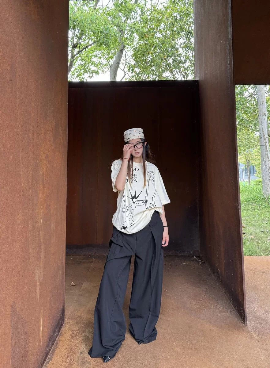 Japanese Brand Korean floor-length drapey black suit wide-leg floor-length Size 30" / US 8 / IT 44 - 5 Thumbnail
