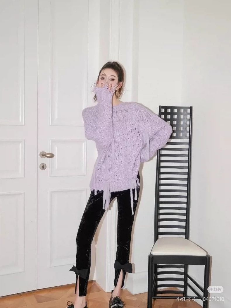 Chanel Chanel 21A Castle Series Black Velvet Bow Leggings Size 25" / US 0 / IT 36 - 9 Thumbnail