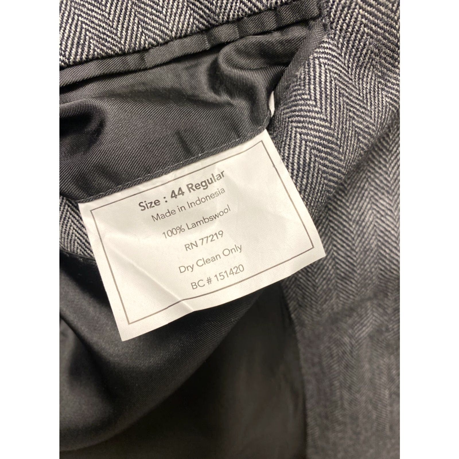 Joseph VINTAGE Joseph & Feiss Gray Wool Blazer Men 44 Regular Herringbone Single-Breasted Suit Jacket Size 44R - 7 Thumbnail
