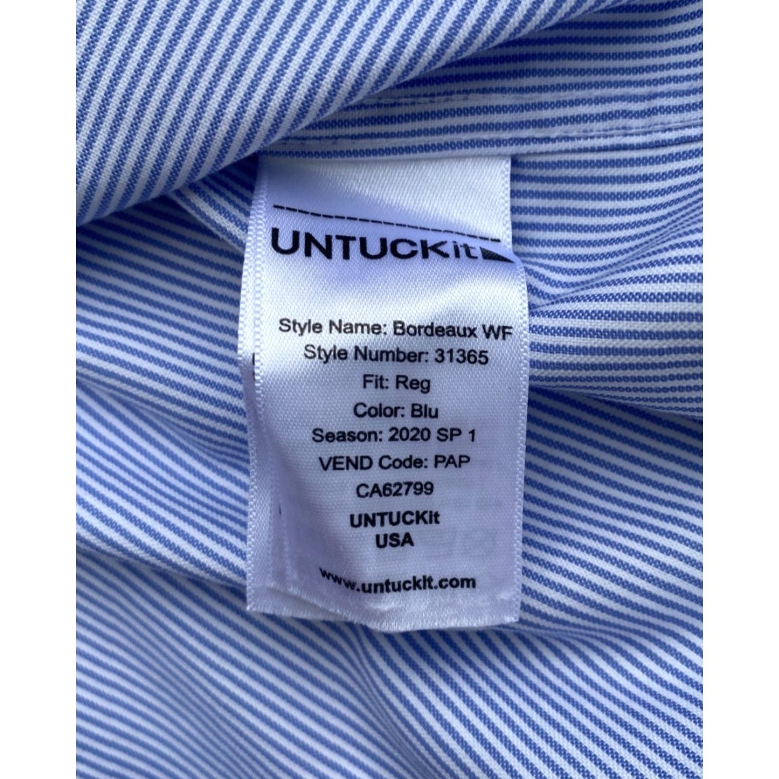 UNTUCKit UNTUCKit Men's Bordeaux WF Button-Up Shirt Stripes 3XL Blue Long Sleeve Collared Cotton Wrinkle Free Regular Size Type: Regular Mens Size US XXL / EU 58 / 5 - 6 Thumbnail