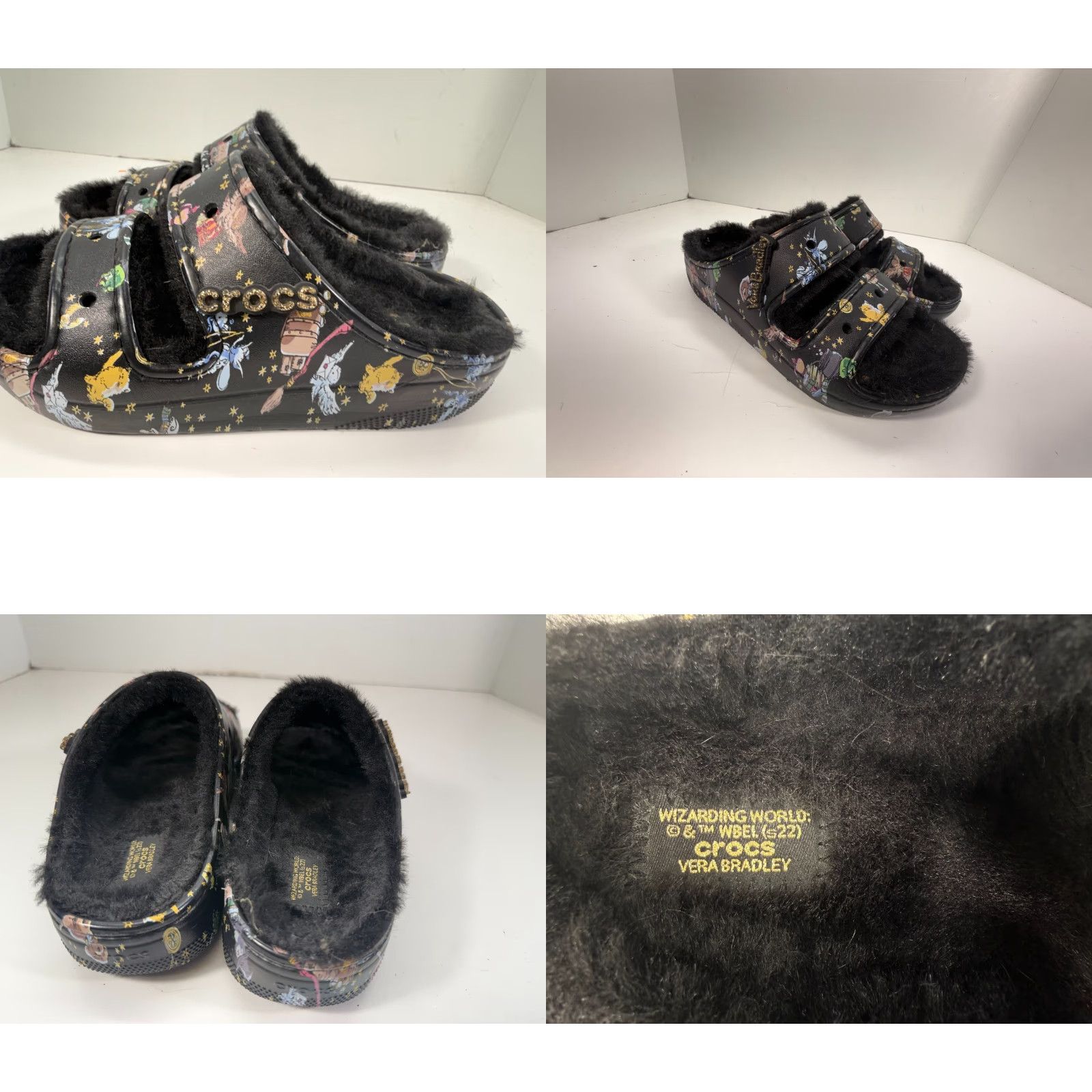 Crocs VINTAGE Crocs Vera Bradley Harry Potter Sandals Womens 6 Black Fur Lined Wizarding World Cozzzzy Classic Slides Mens? Womens Size US 6 / IT 36 - 8 Thumbnail
