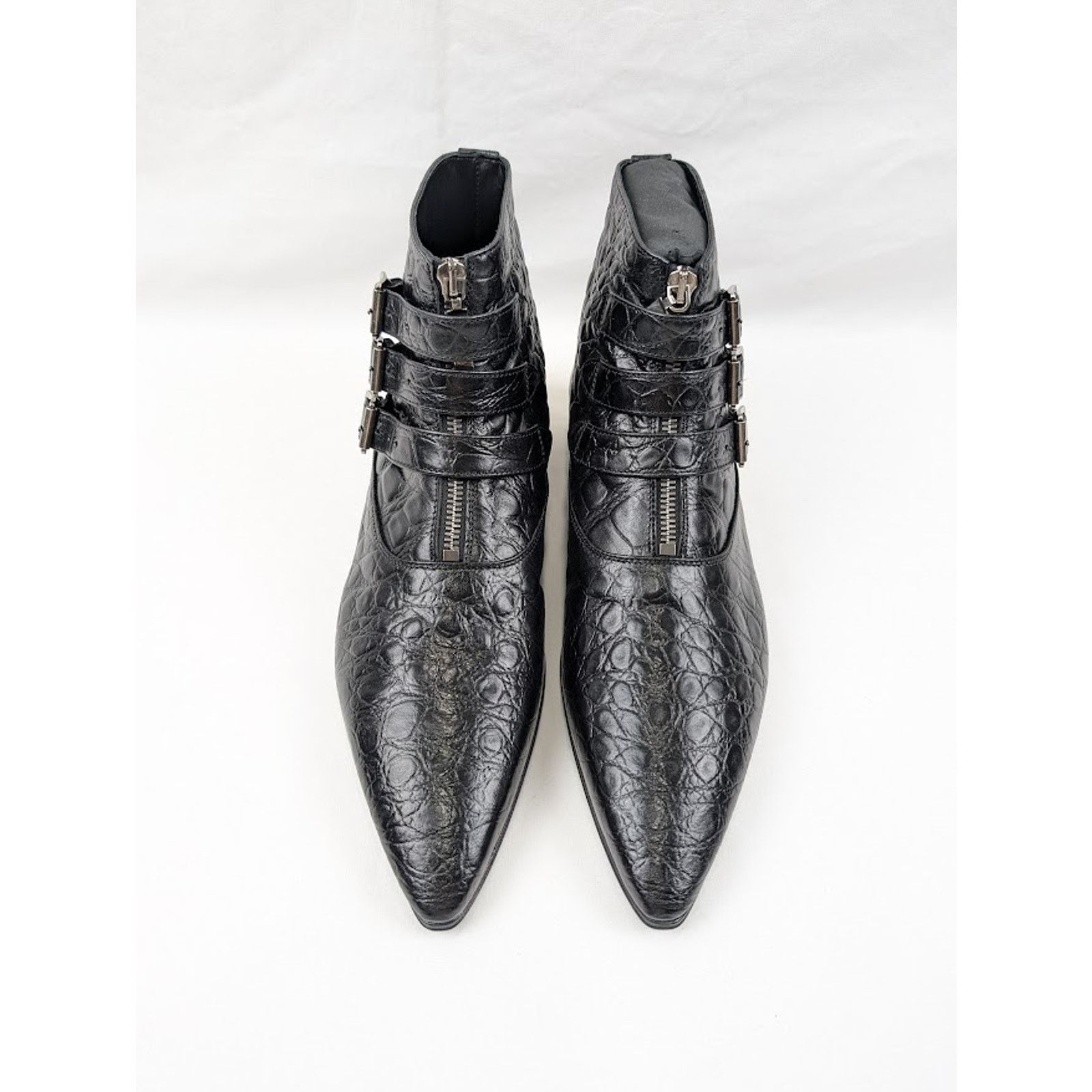 Saint Laurent Paris o1rshd1 Goth 15 Zip Buckle Boots Fake Cocco Yankee in Nero Size US 8.5 / EU 41-42 - 15 Thumbnail