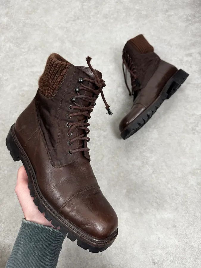 Prada 2000s Prada Brown Hybrid Leather Boots Size US 7 / EU 40 - 1 Thumbnail