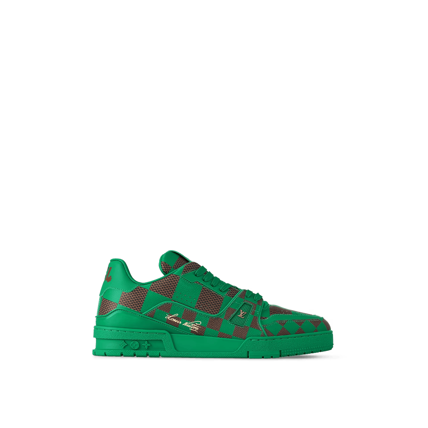 image of Louis Vuitton Shoes Sneakers Leather Monogram Logo Lv 1Acn5D in Green Brown, Men's