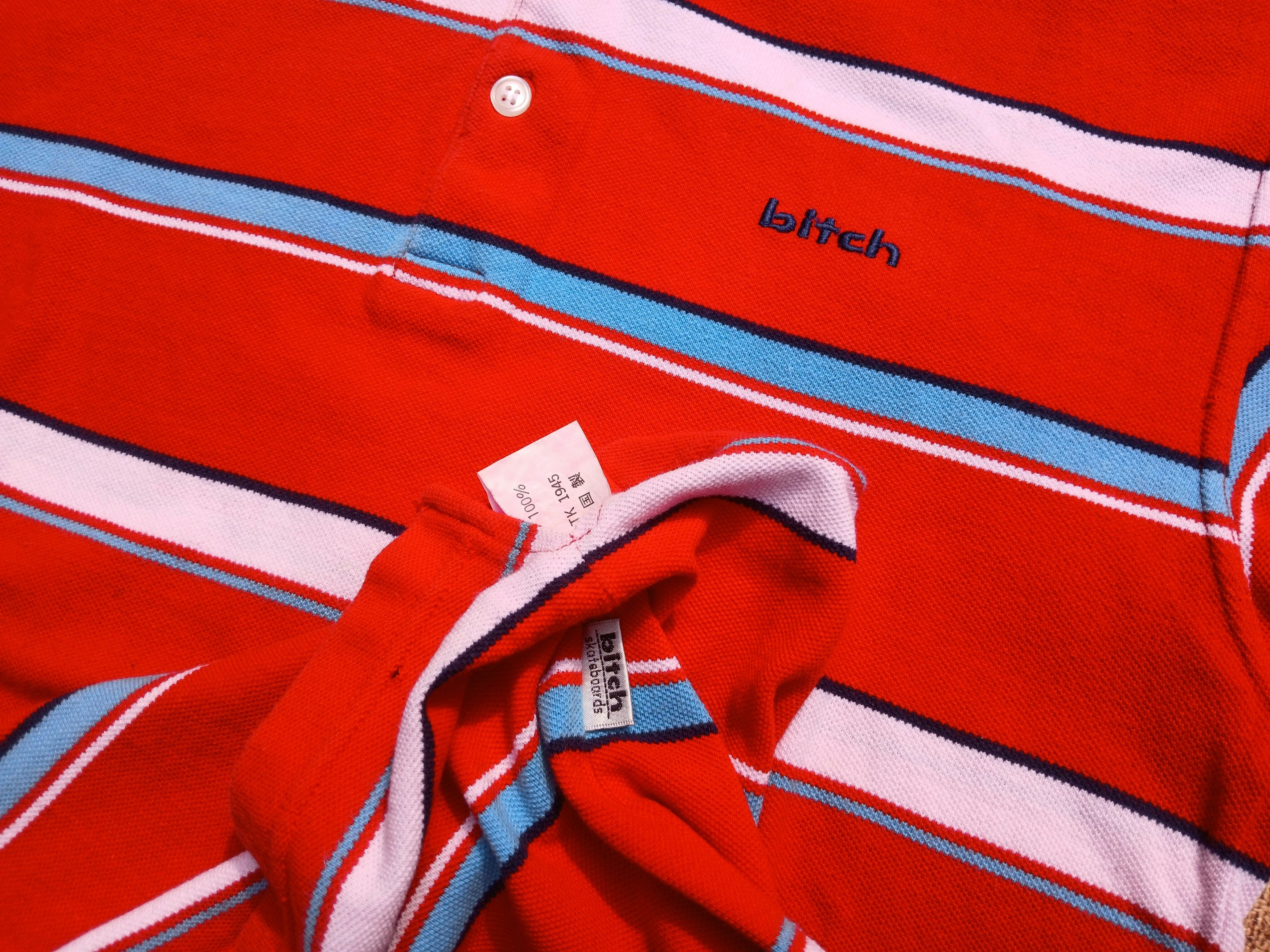 Girl Skateboards × Vintage Vintage 90s BITCH SKATEBOARDS Stripe Polo Shirt Size US L / EU 52-54 / 3 - 3 Thumbnail