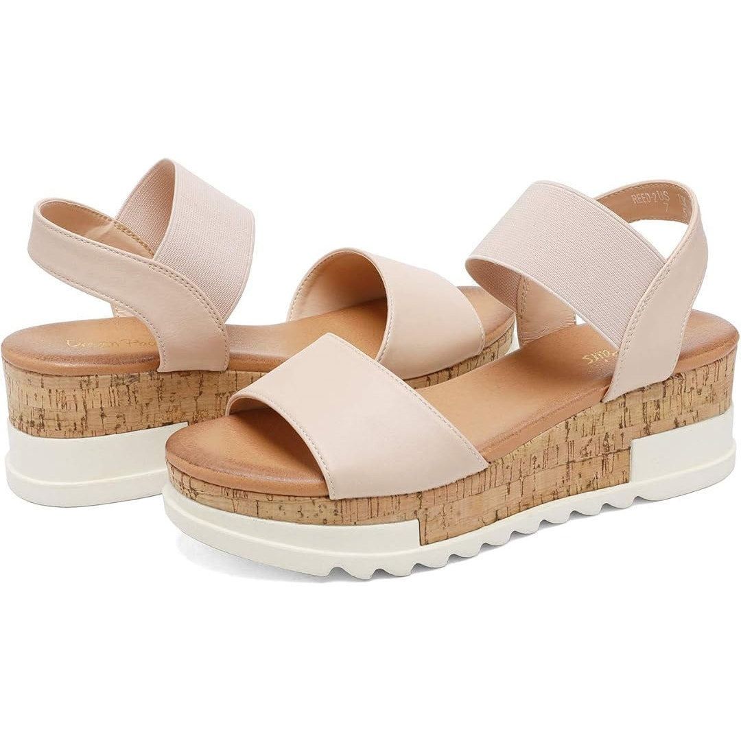 Other Dream Pairs Women's Tan Elastic Ankle Strap Platform Sandals Size US 8.5 / IT 38.5 - 3 Thumbnail