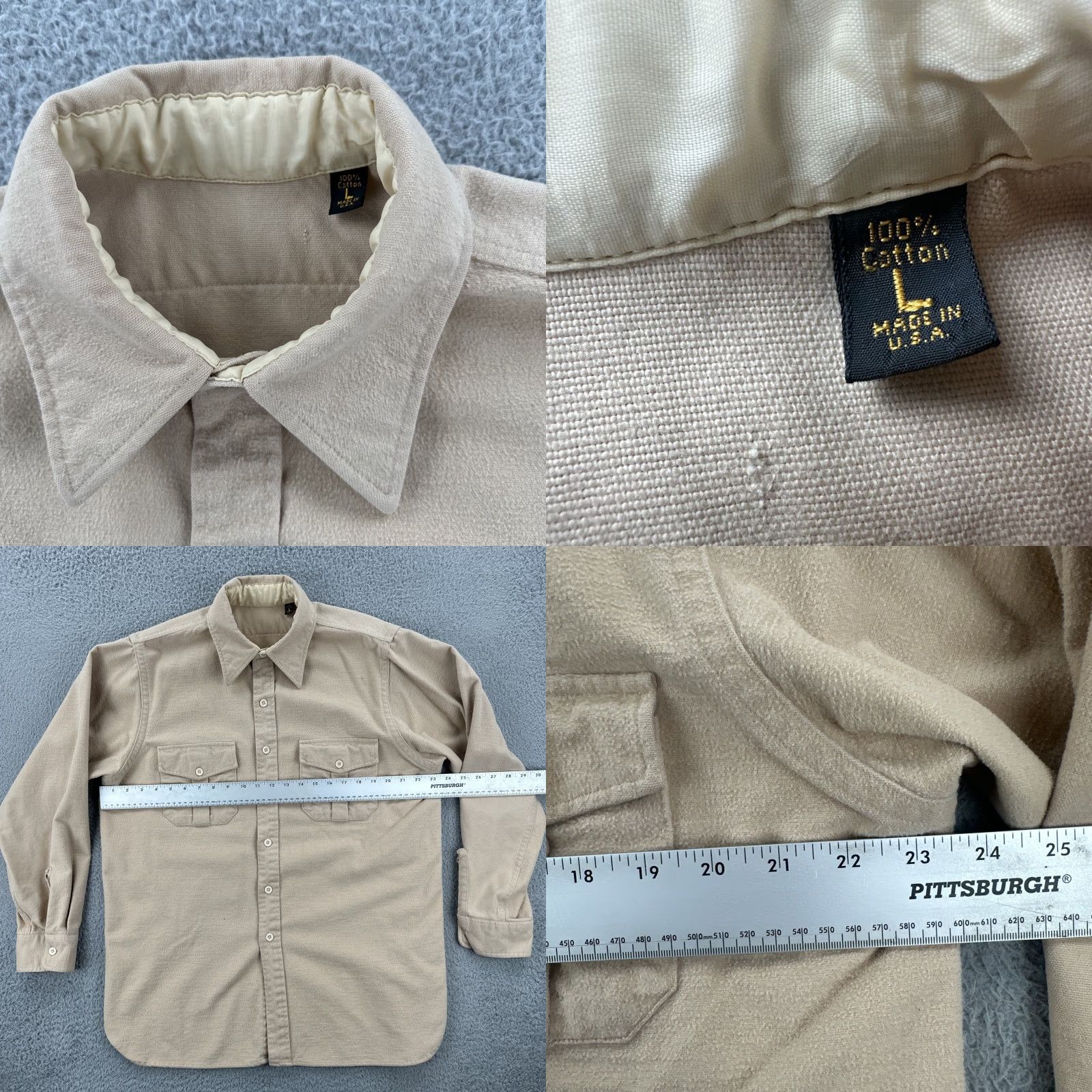 Vintage VINTAGE Unbranded Button-Up Shirt Mens L Heavyweight Cotton Khaki Brown USA EUC Size US L / EU 52-54 / 3 - 8 Thumbnail