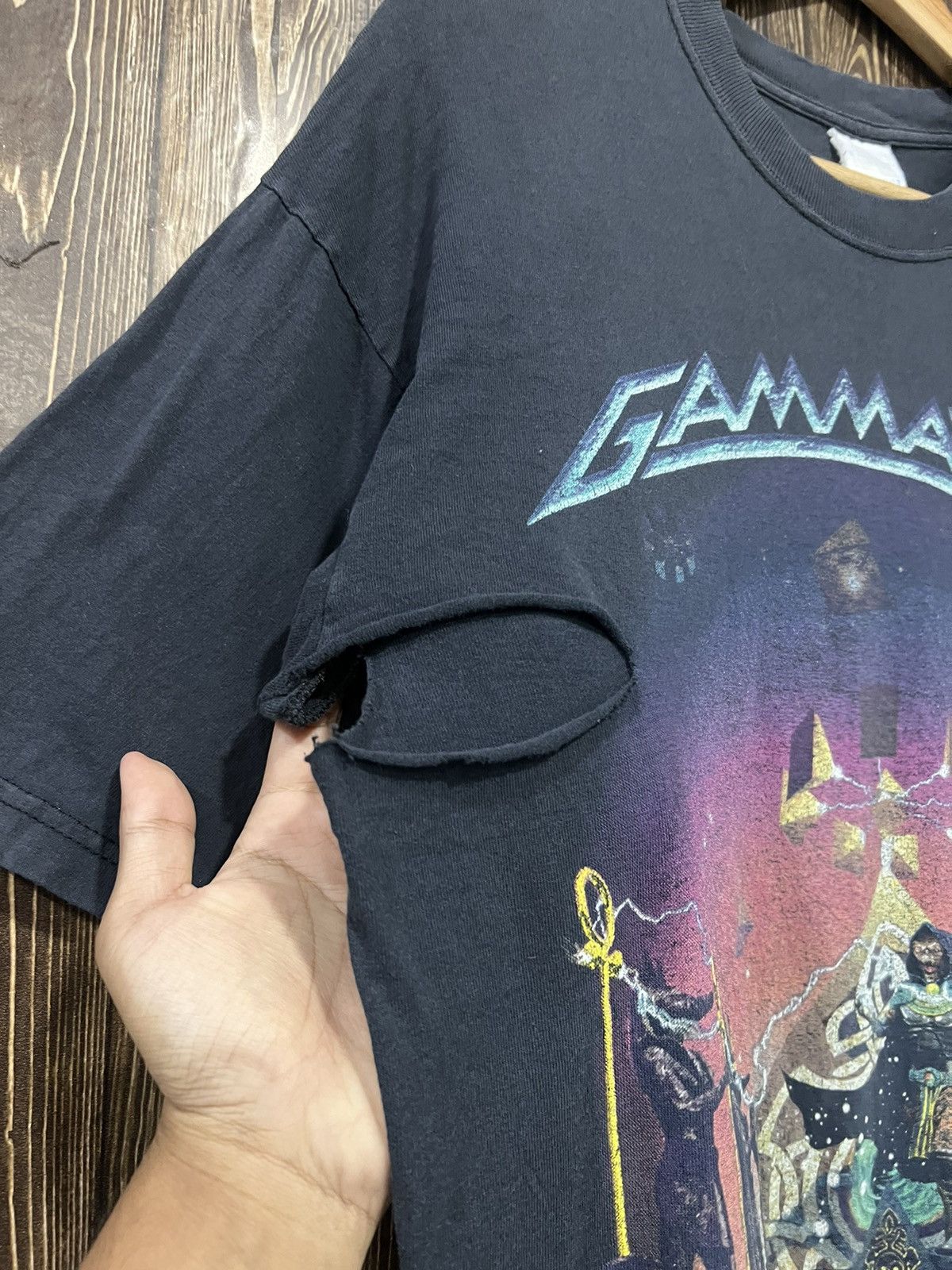 Band Tees × Vintage Vintage 90s Gammaray Band Distressed Tshirt Size US L / EU 52-54 / 3 - 4 Thumbnail