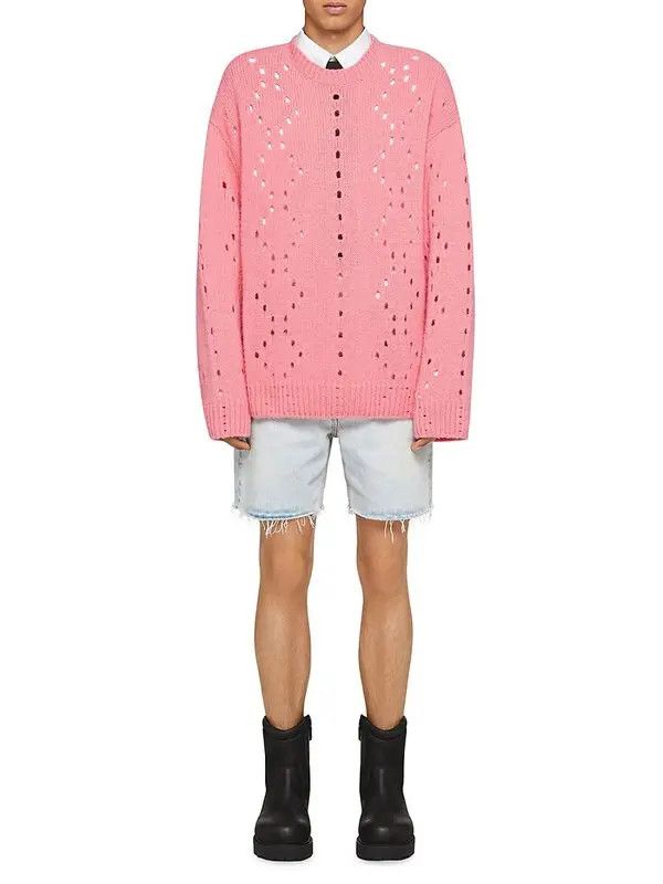 Givenchy o1w1db10325 Oversize Crew Neck Sweater in Pink Size US L / EU 52-54 / 3 - 4 Thumbnail