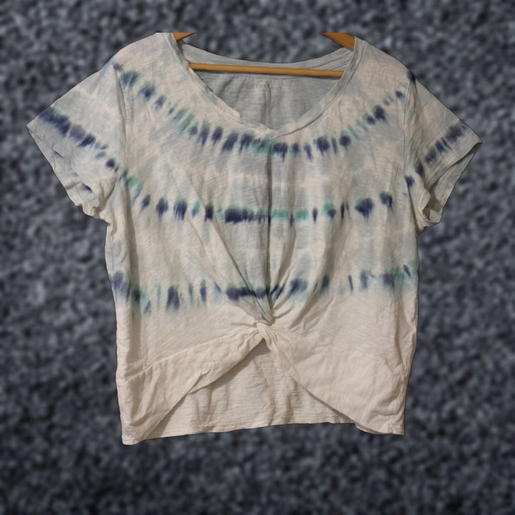 Lucky Brand Lucky Brand Tie Dye Front Twist Green White Short Sleeve Womens L Shirt XS-? [Oops] Size 36" / US 14 / IT 50 - 1 Thumbnail